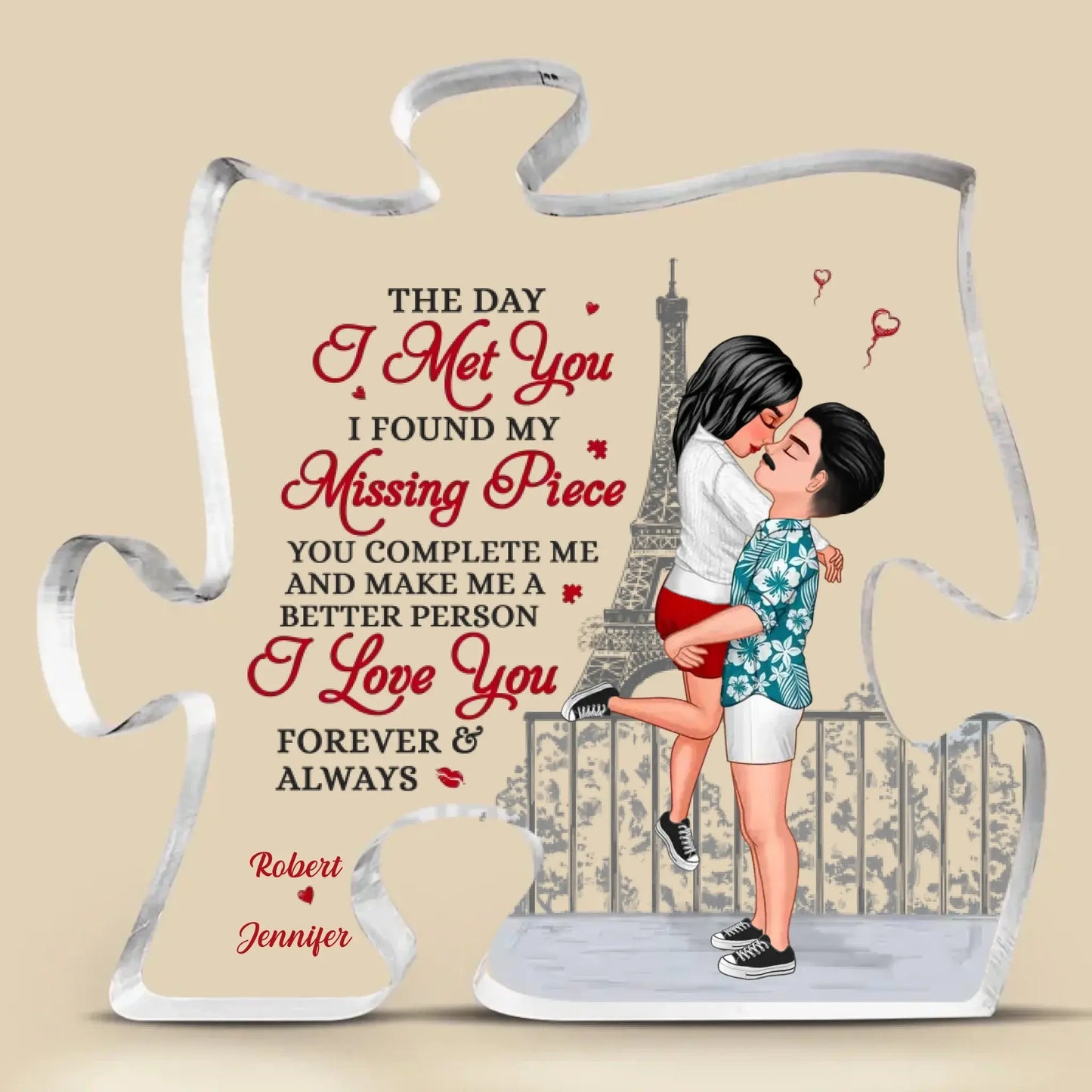 Love Is The Greatest Adventure Couple Personalized Puzzle Acrylic Plaque – Custom Romantic Gift for Husband & Wife, Anniversary Home Decor Ezcustomize