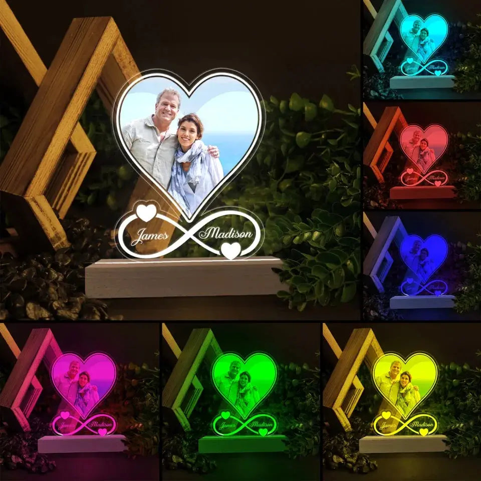 Love Photo - Personalized Custom 3D LED Light Wooden Base - Valentine's Day, Anniversary Gift For Couple, Husband, Wife, Boyfriend, Girlfriend Ezcustomize