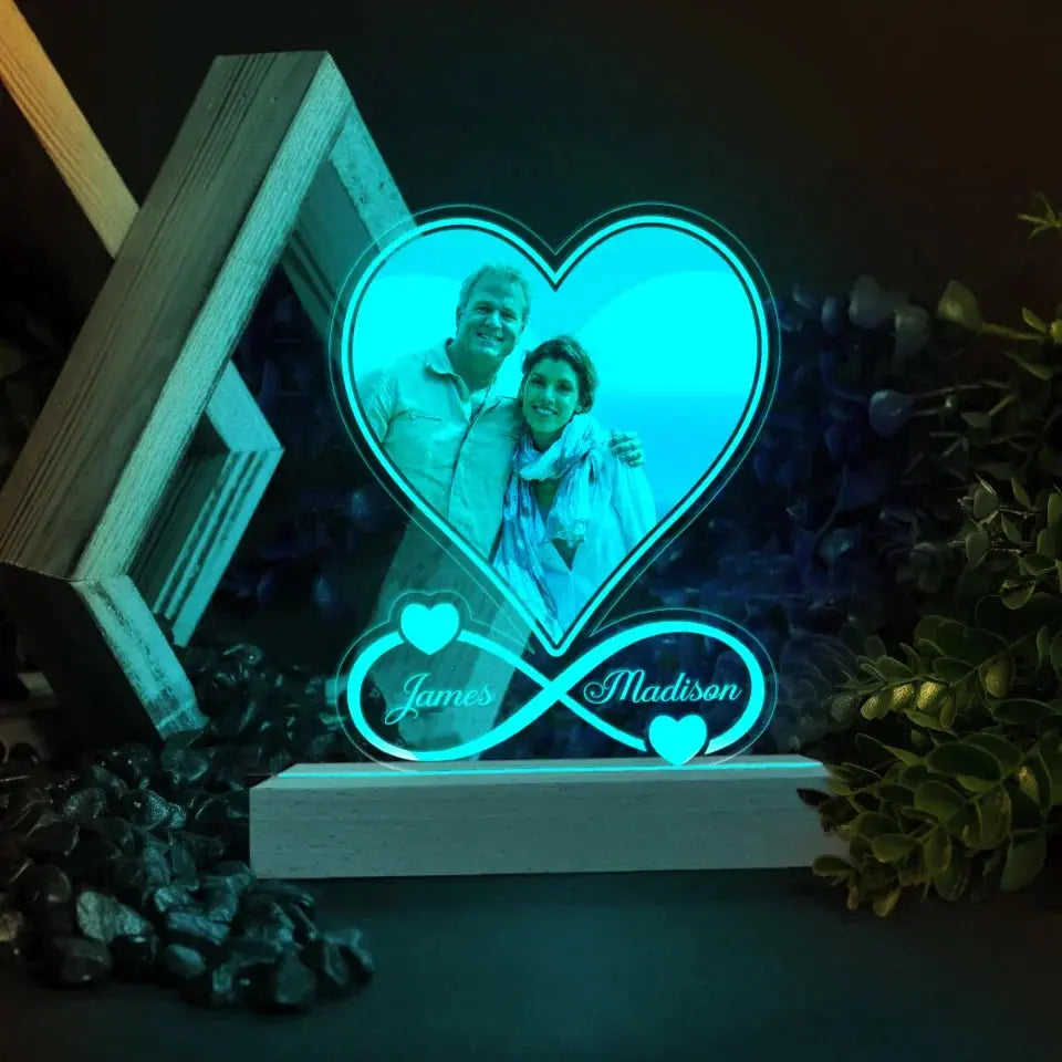 Love Photo - Personalized Custom 3D LED Light Wooden Base - Valentine's Day, Anniversary Gift For Couple, Husband, Wife, Boyfriend, Girlfriend Ezcustomize