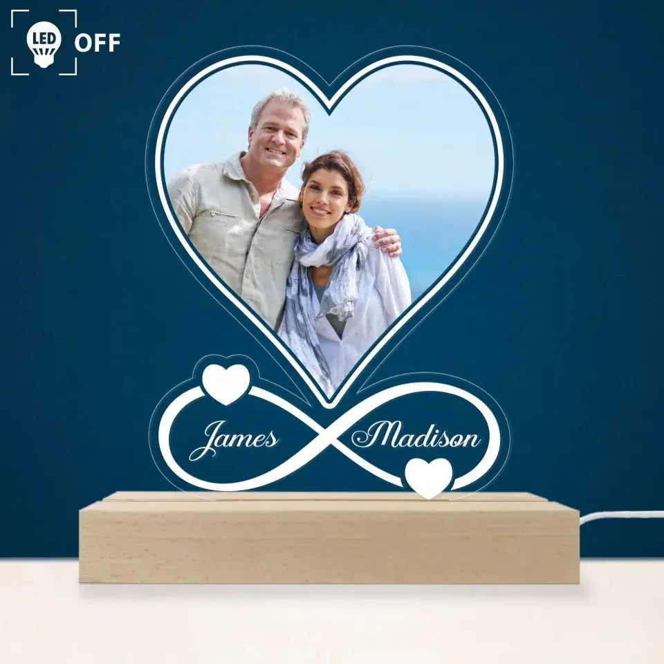 Love Photo - Personalized Custom 3D LED Light Wooden Base - Valentine's Day, Anniversary Gift For Couple, Husband, Wife, Boyfriend, Girlfriend Ezcustomize