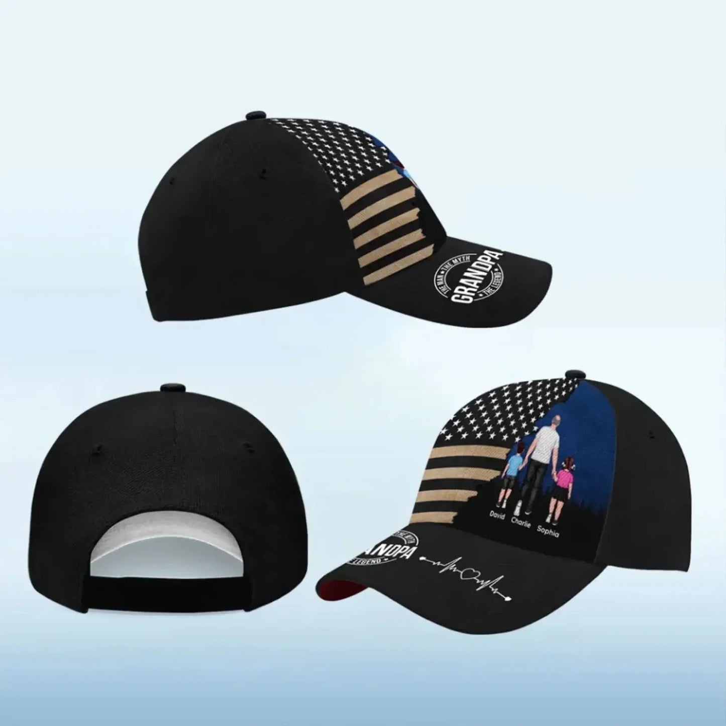 Man Walking with Kids Hat - Personalized Classic Dad Cap with Nation Flag Ezcustomize