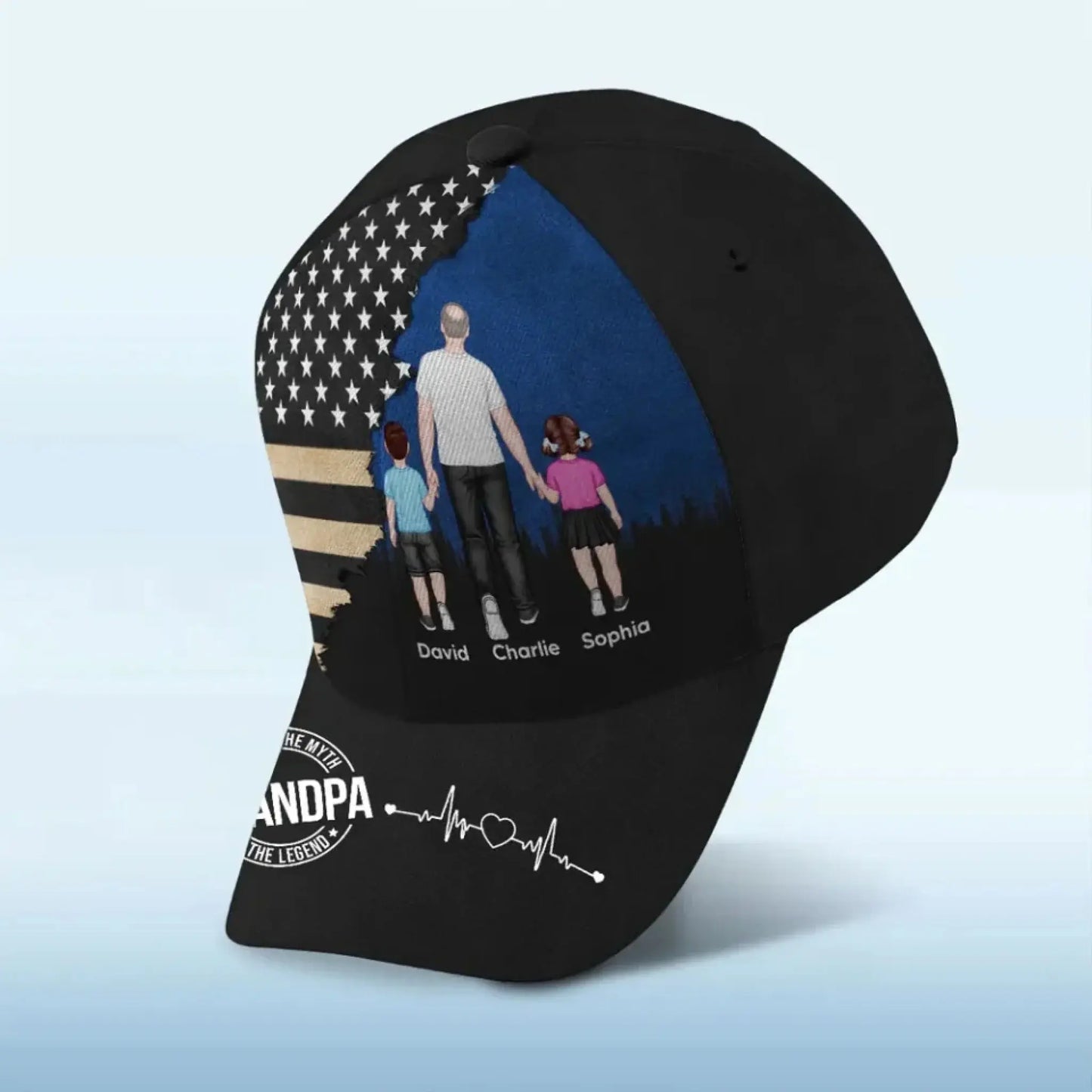 Man Walking with Kids Hat - Personalized Classic Dad Cap with Nation Flag Ezcustomize