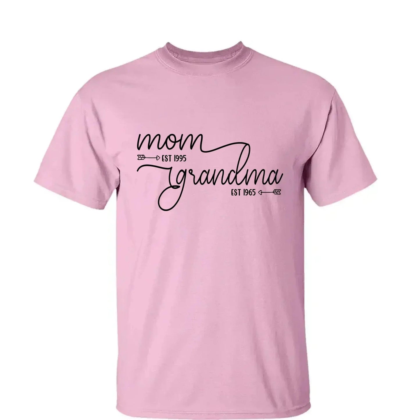 Mom Est & Grandma Est Shirt – Personalized T-Shirt with Custom Year – Mother’s Day Gift for Mom or Grandma Ezcustomize