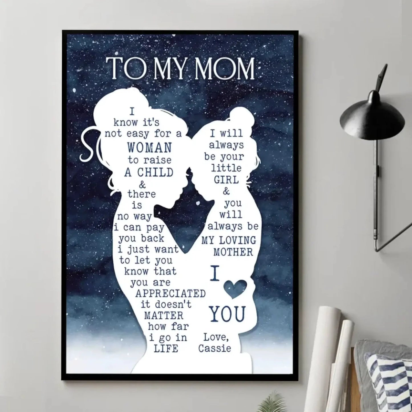 Mom & Daughter Starry Night Silhouette Art – Personalized Poster/Canvas – Mother’s Day & Birthday Gift for Mom Ezcustomize