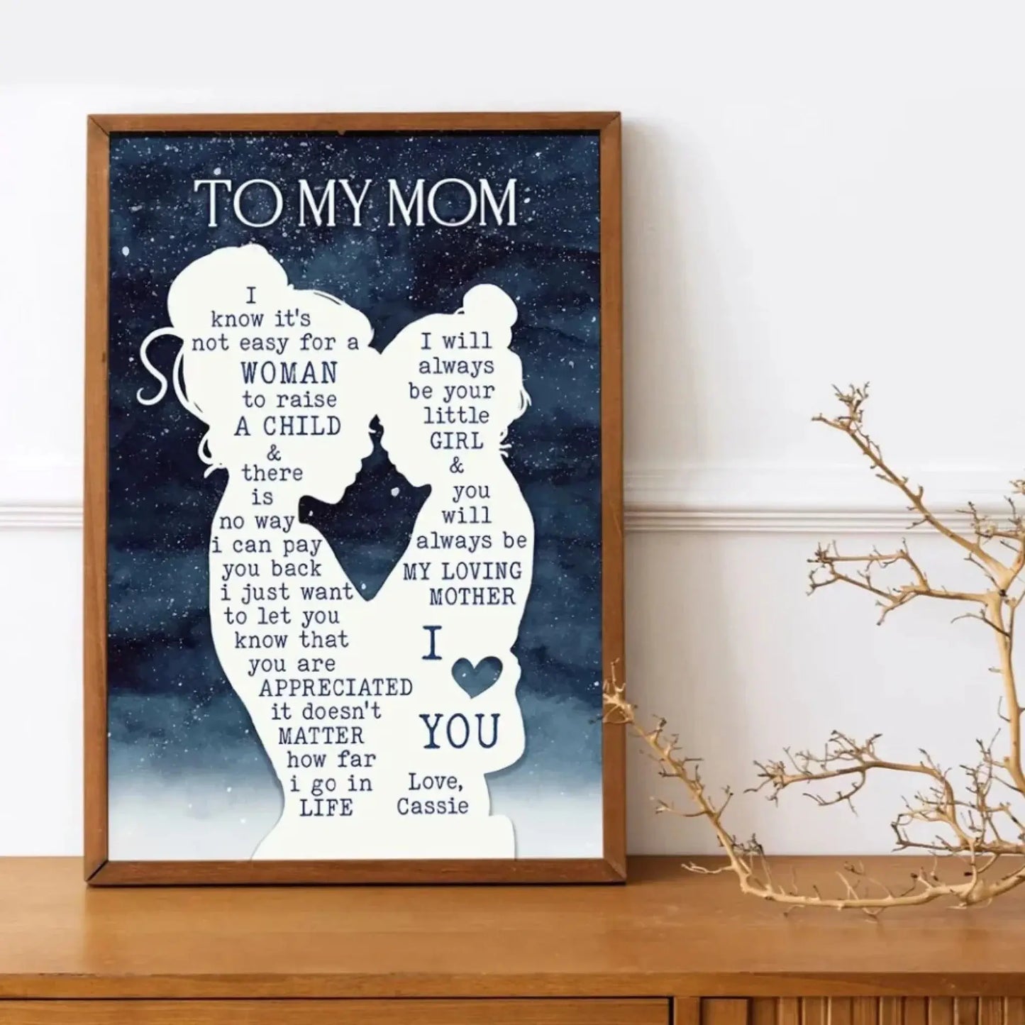 Mom & Daughter Starry Night Silhouette Art – Personalized Poster/Canvas – Mother’s Day & Birthday Gift for Mom Ezcustomize