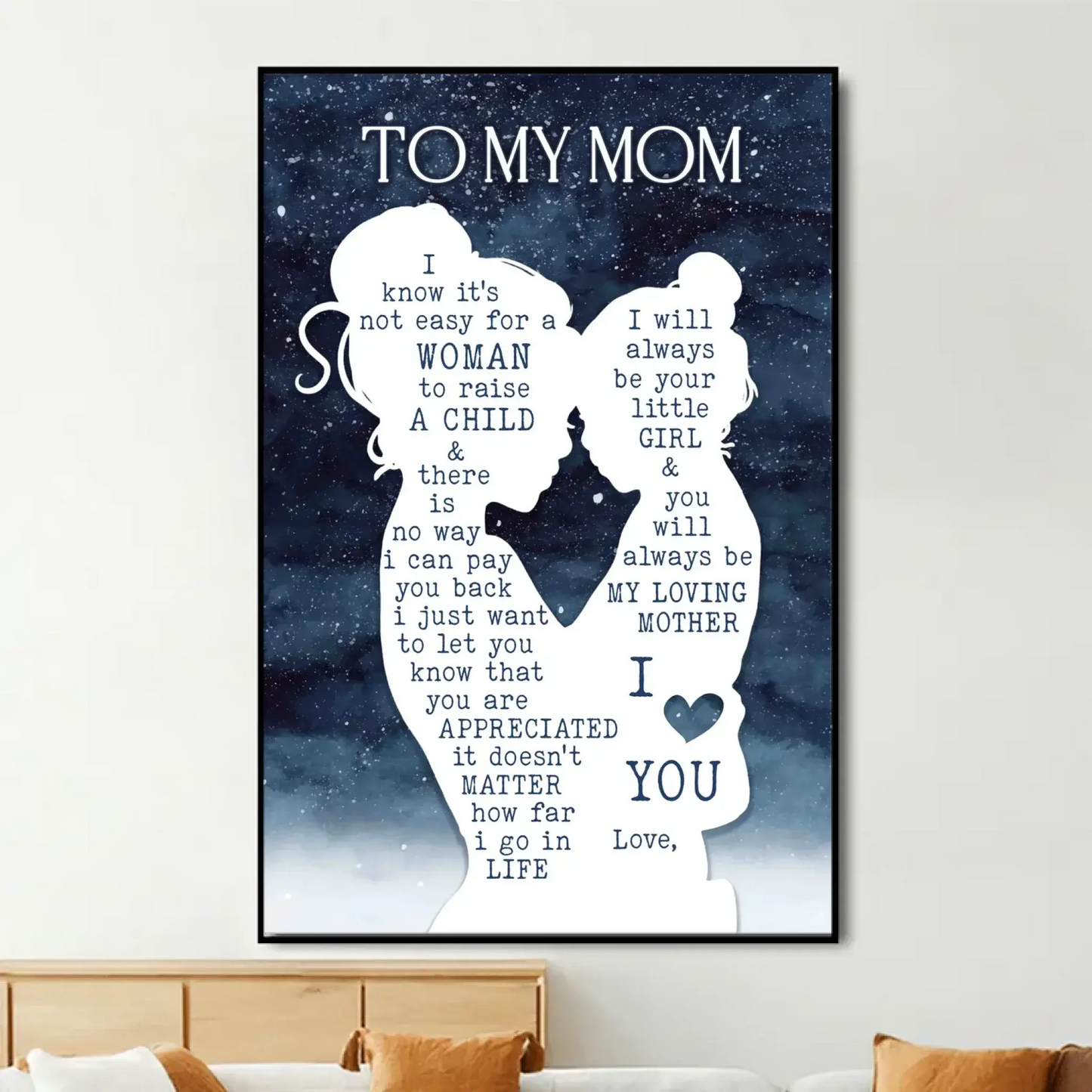 Mom & Daughter Starry Night Silhouette Art – Personalized Poster/Canvas – Mother’s Day & Birthday Gift for Mom Ezcustomize