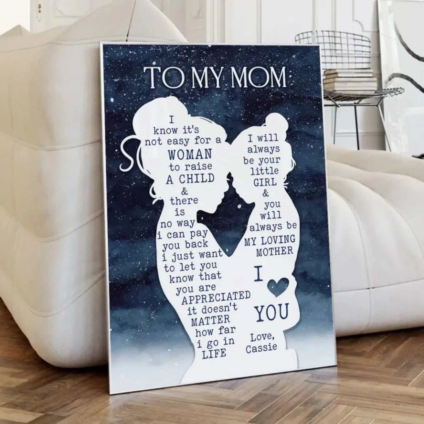 Mom & Daughter Starry Night Silhouette Art – Personalized Poster/Canvas – Mother’s Day & Birthday Gift for Mom Ezcustomize