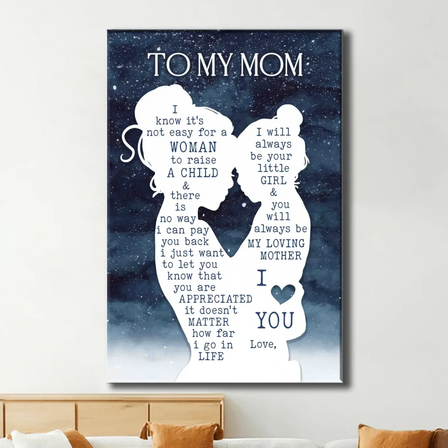 Mom & Daughter Starry Night Silhouette Art – Personalized Poster/Canvas – Mother’s Day & Birthday Gift for Mom Ezcustomize