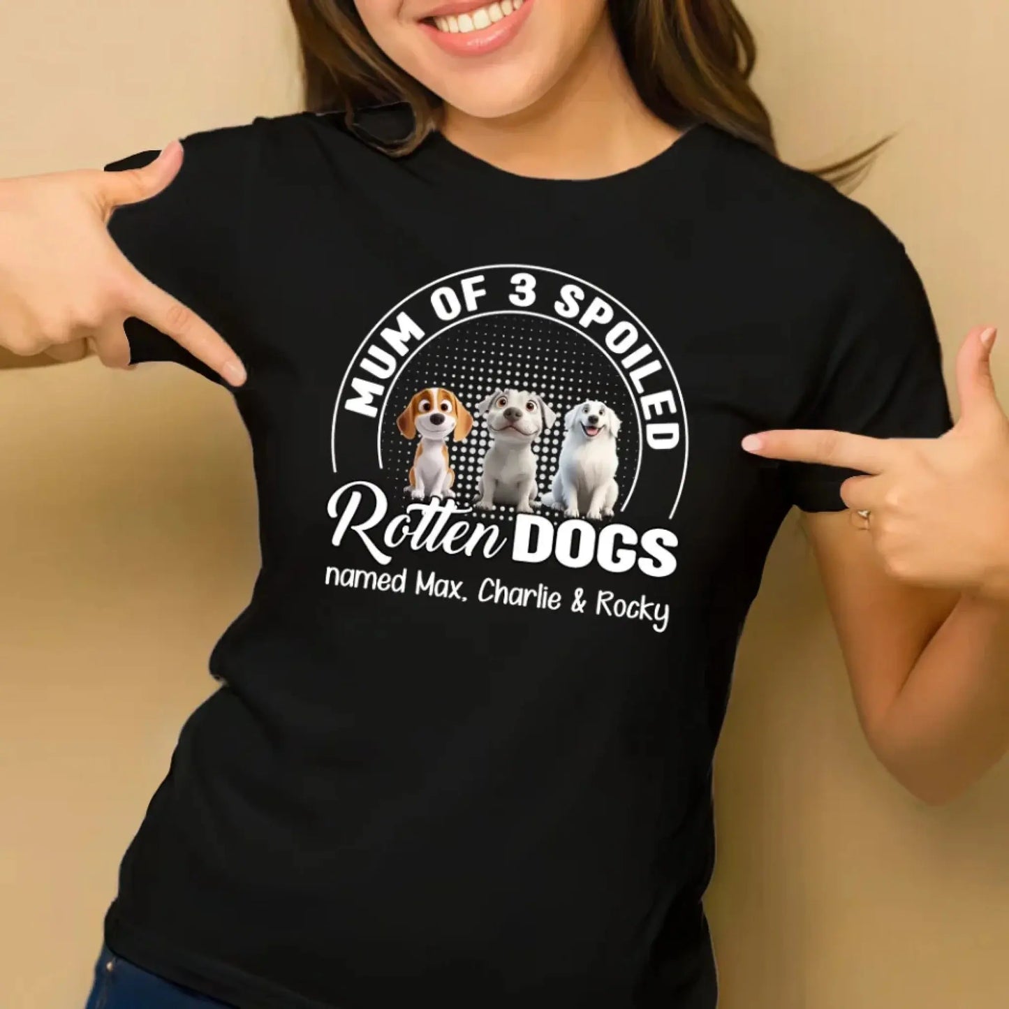 Mom of a Spoiled Rotten Dog – Personalized T-Shirt, Custom Dog Lover Gift with Pet’s Name Ezcustomize