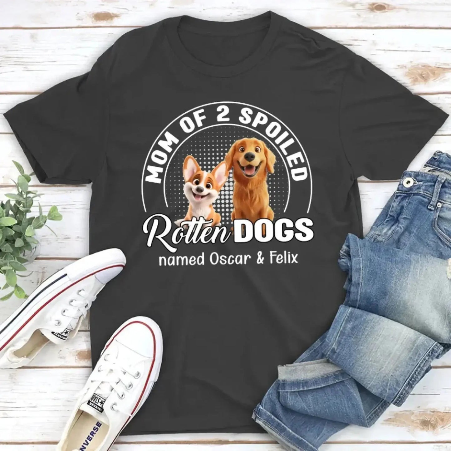 Mom of a Spoiled Rotten Dog – Personalized T-Shirt, Custom Dog Lover Gift with Pet’s Name Ezcustomize