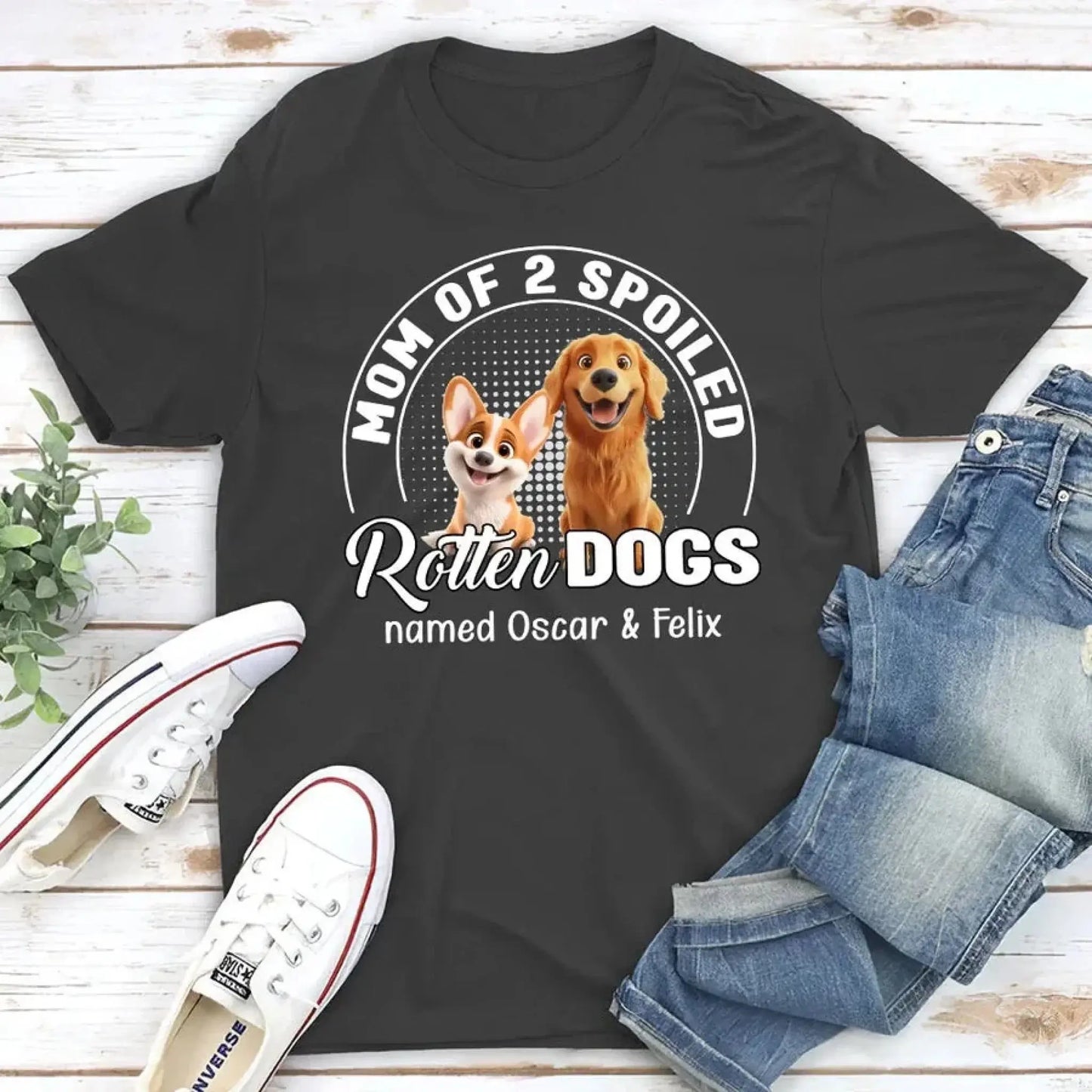 Mom of a Spoiled Rotten Dog – Personalized T-Shirt, Custom Dog Lover Gift with Pet’s Name Ezcustomize