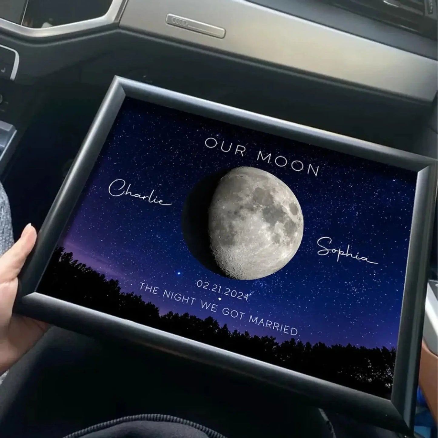 Moon Phase Anniversary Poster - Unique Personalized Gift for Husband & Wife Ezcustomize