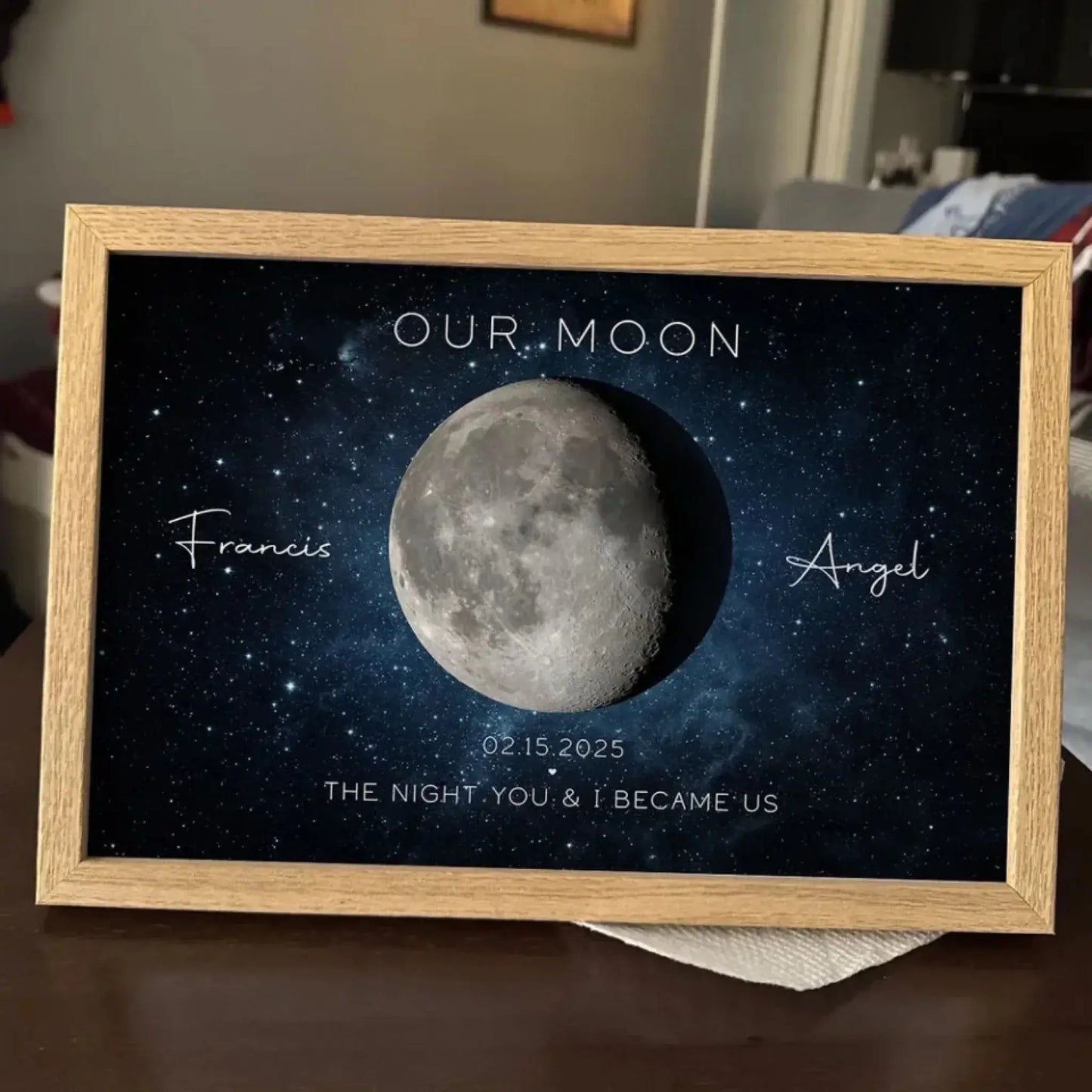 Moon Phase Anniversary Poster - Unique Personalized Gift for Husband & Wife Ezcustomize