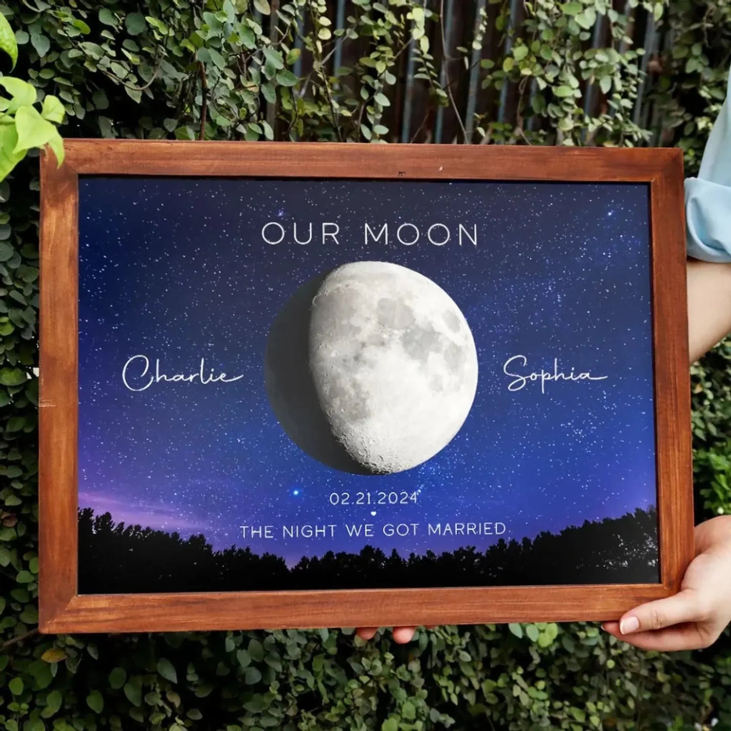 Moon Phase Anniversary Poster - Unique Personalized Gift for Husband & Wife Ezcustomize