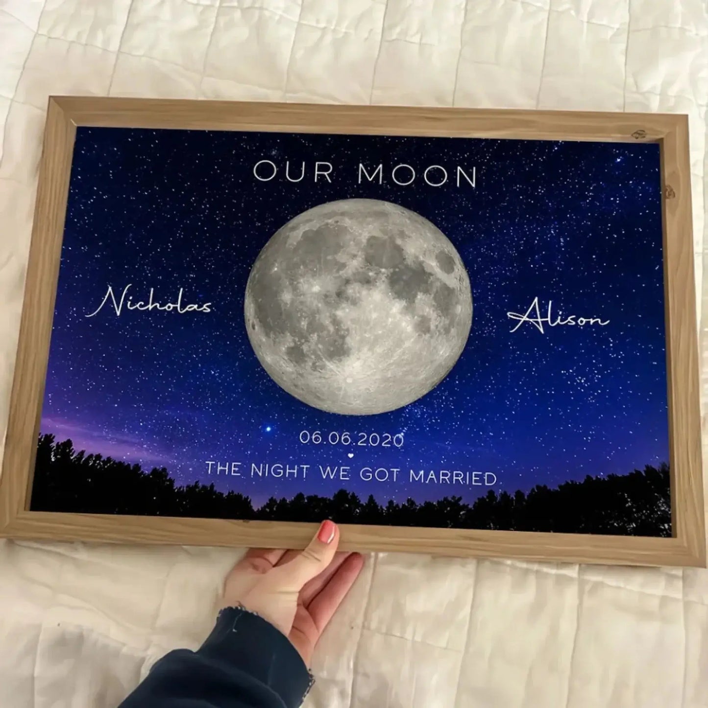 Moon Phase Anniversary Poster - Unique Personalized Gift for Husband & Wife Ezcustomize