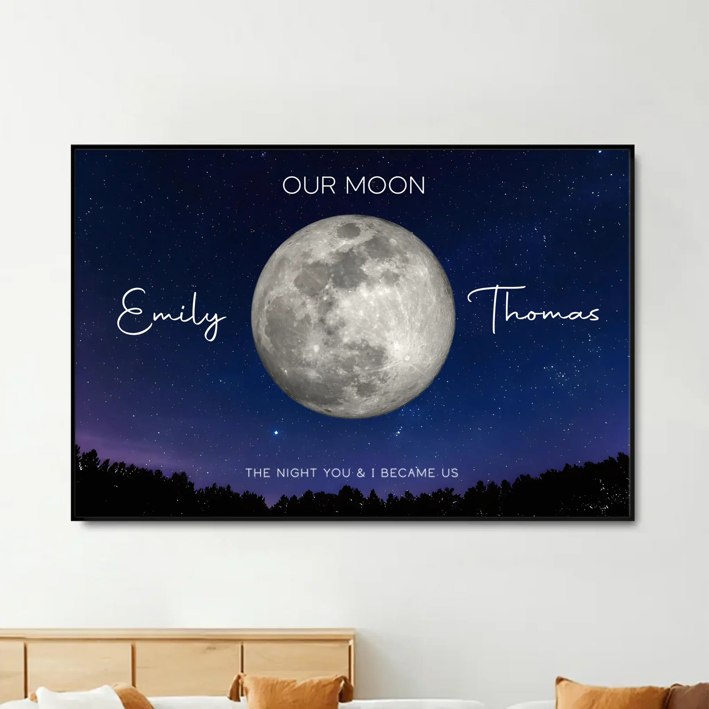 Moon Phase Anniversary Poster - Unique Personalized Gift for Husband & Wife Ezcustomize