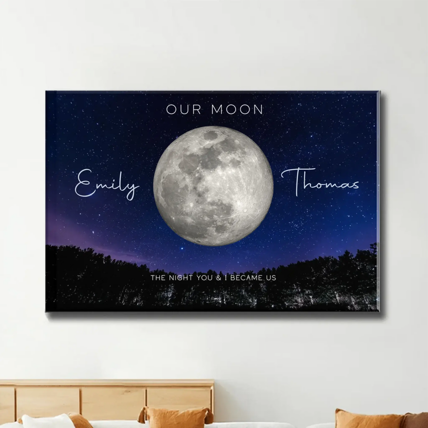 Moon Phase Anniversary Poster - Unique Personalized Gift for Husband & Wife Ezcustomize