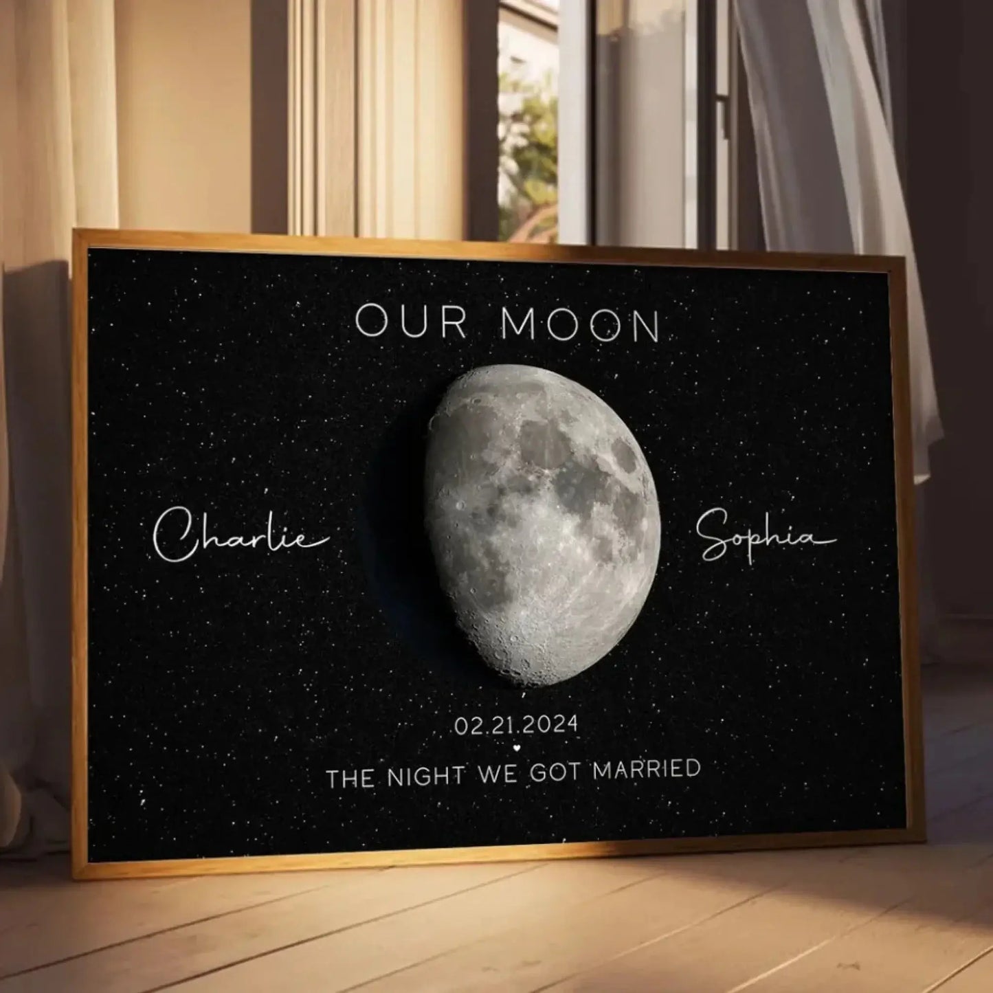 Moon Phase Anniversary Poster - Unique Personalized Gift for Husband & Wife Ezcustomize