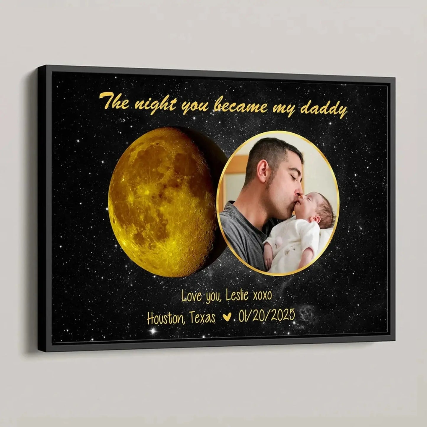 Moon Phase Art The Day You Became My Daddy – Personalized Poster with Custom Moon Phase, Photo & Message Ezcustomize