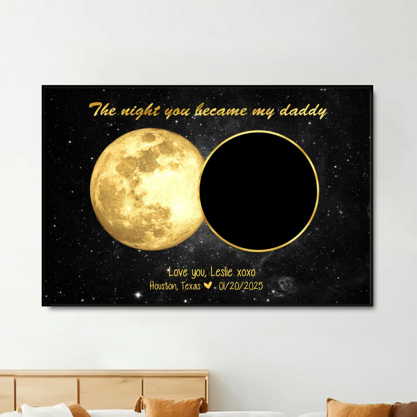 Moon Phase Art The Day You Became My Daddy – Personalized Poster with Custom Moon Phase, Photo & Message Ezcustomize