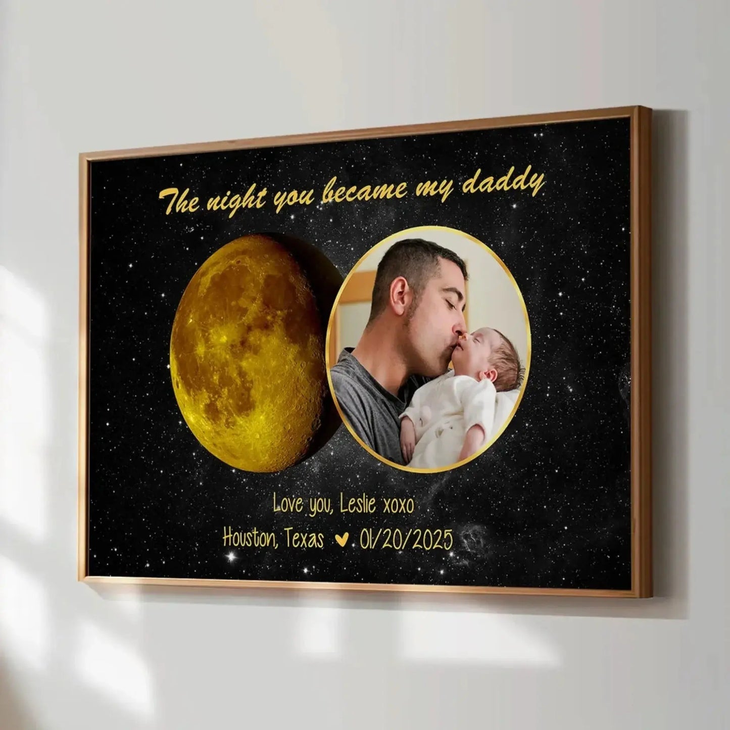 Moon Phase Art The Day You Became My Daddy – Personalized Poster with Custom Moon Phase, Photo & Message Ezcustomize