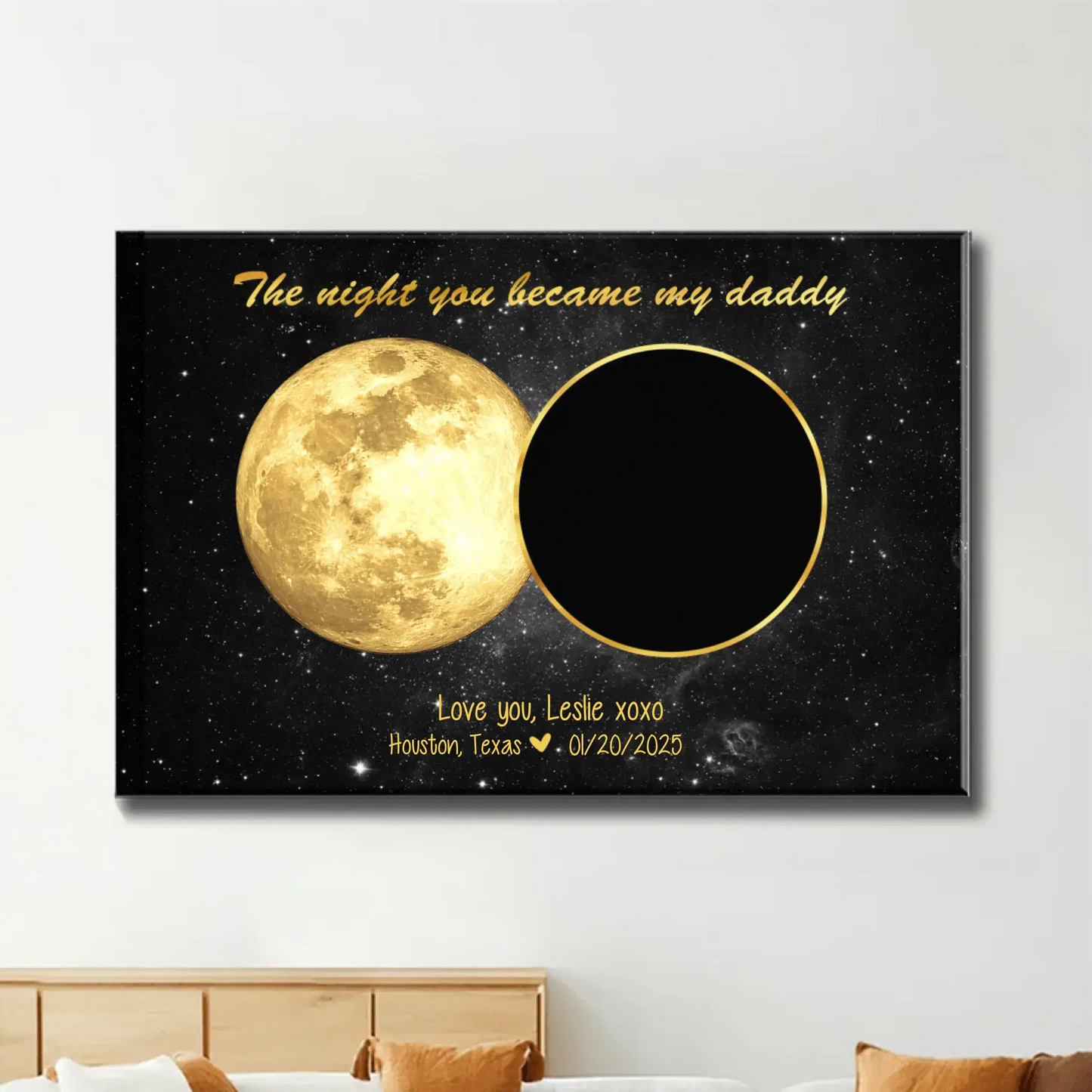 Moon Phase Art The Day You Became My Daddy – Personalized Poster with Custom Moon Phase, Photo & Message Ezcustomize