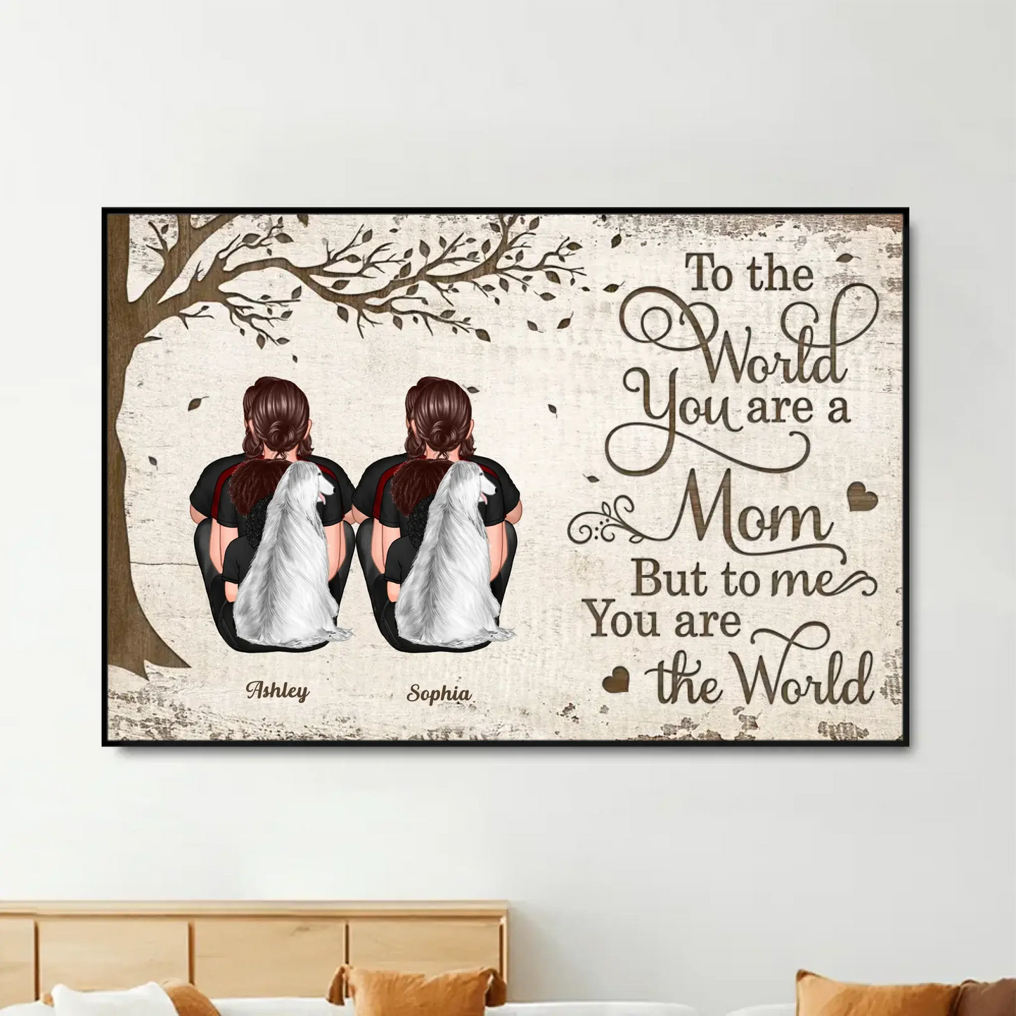 Mother & Daughters Forever Linked – Personalized Name Poster/Canvas – Heartfelt Mother’s Day Gift Celebrating Unbreakable Bond Ezcustomize