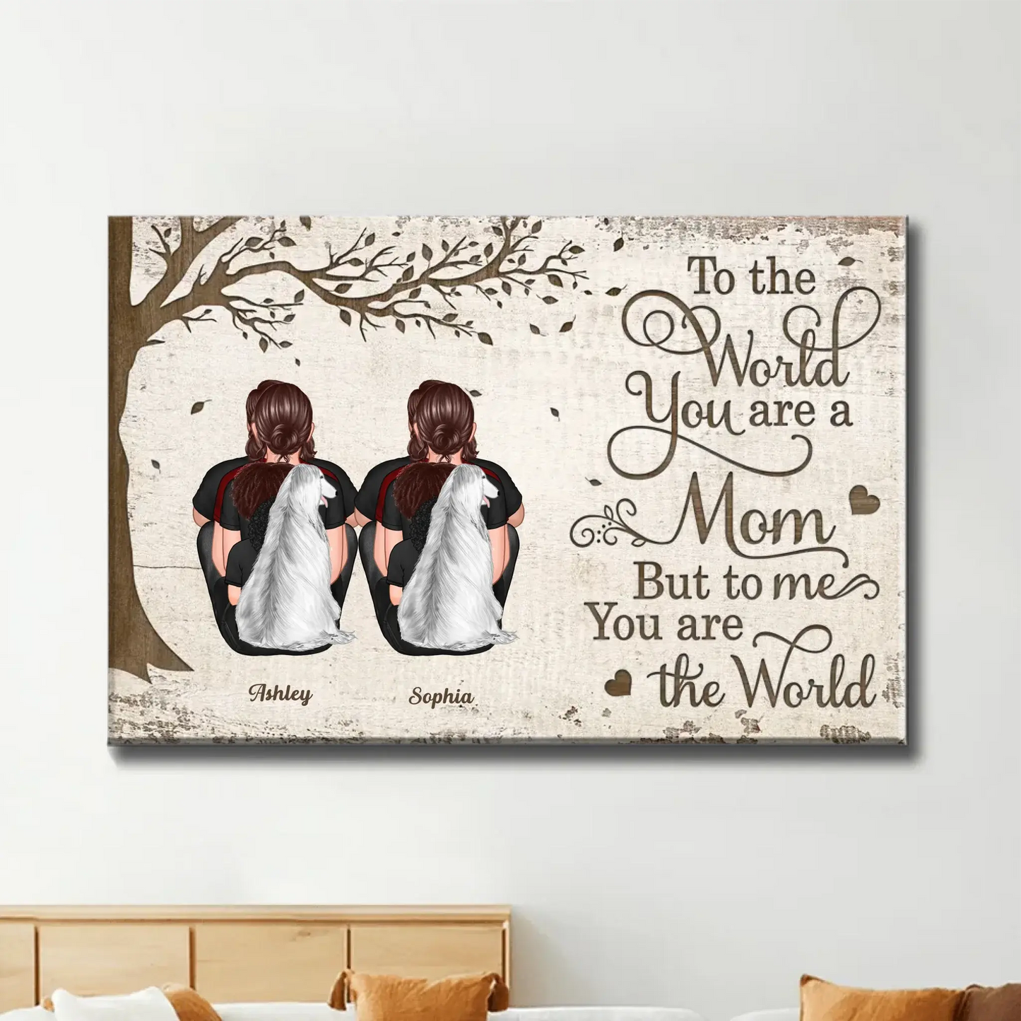 Mother & Daughters Forever Linked – Personalized Name Poster/Canvas – Heartfelt Mother’s Day Gift Celebrating Unbreakable Bond Ezcustomize