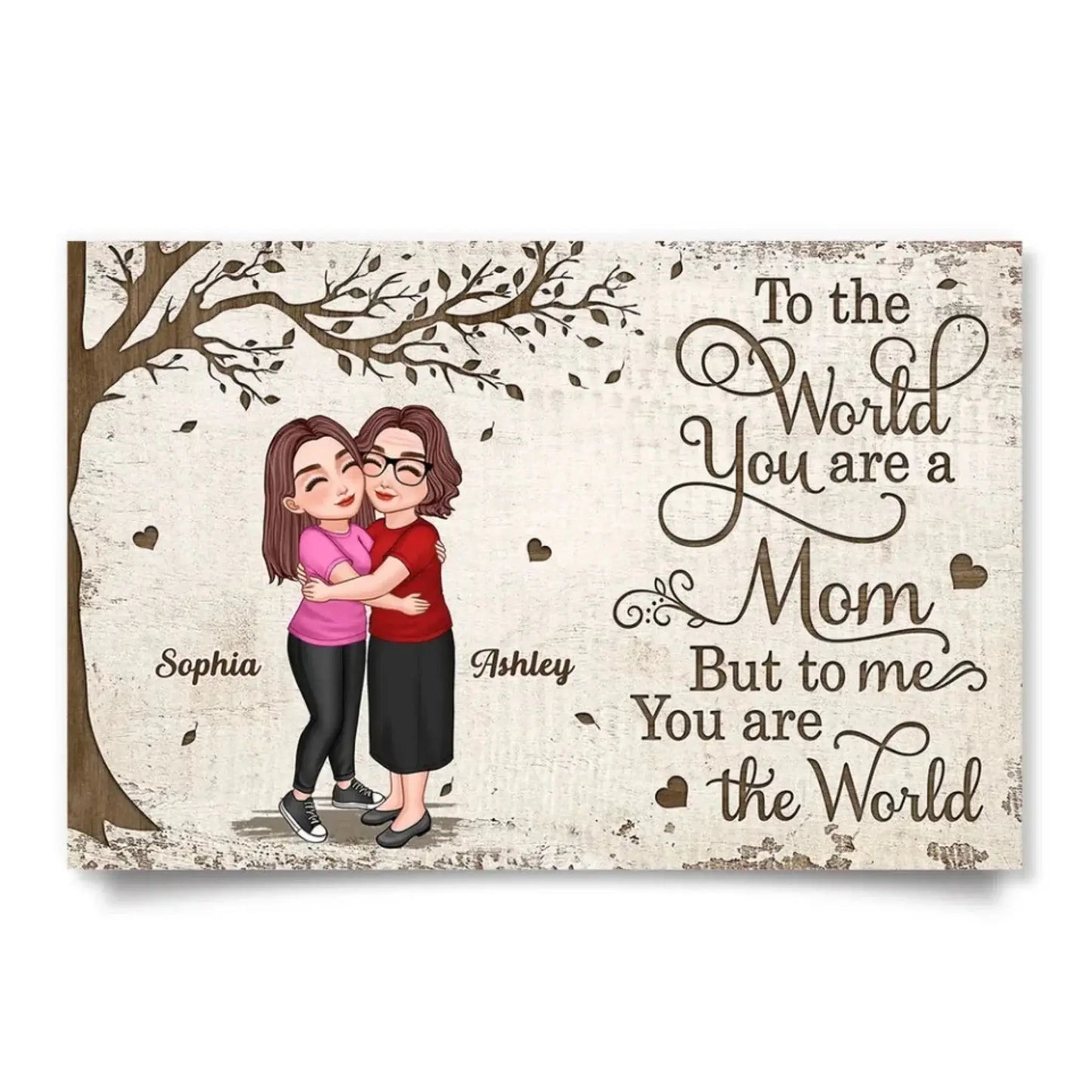 Mother and Daughter Holding Hands Under Tree – Personalized Poster/Canvas – Heartfelt Gift for Mom on Mother’s Day or Birthday Ezcustomize