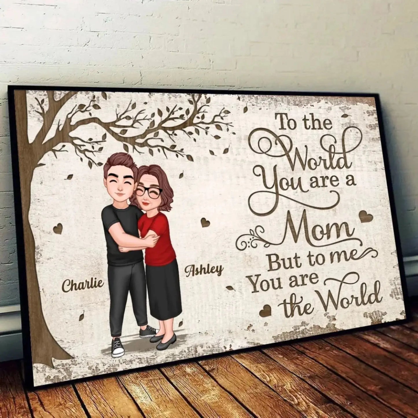 Mother and Daughter Holding Hands Under Tree – Personalized Poster/Canvas – Heartfelt Gift for Mom on Mother’s Day or Birthday Ezcustomize