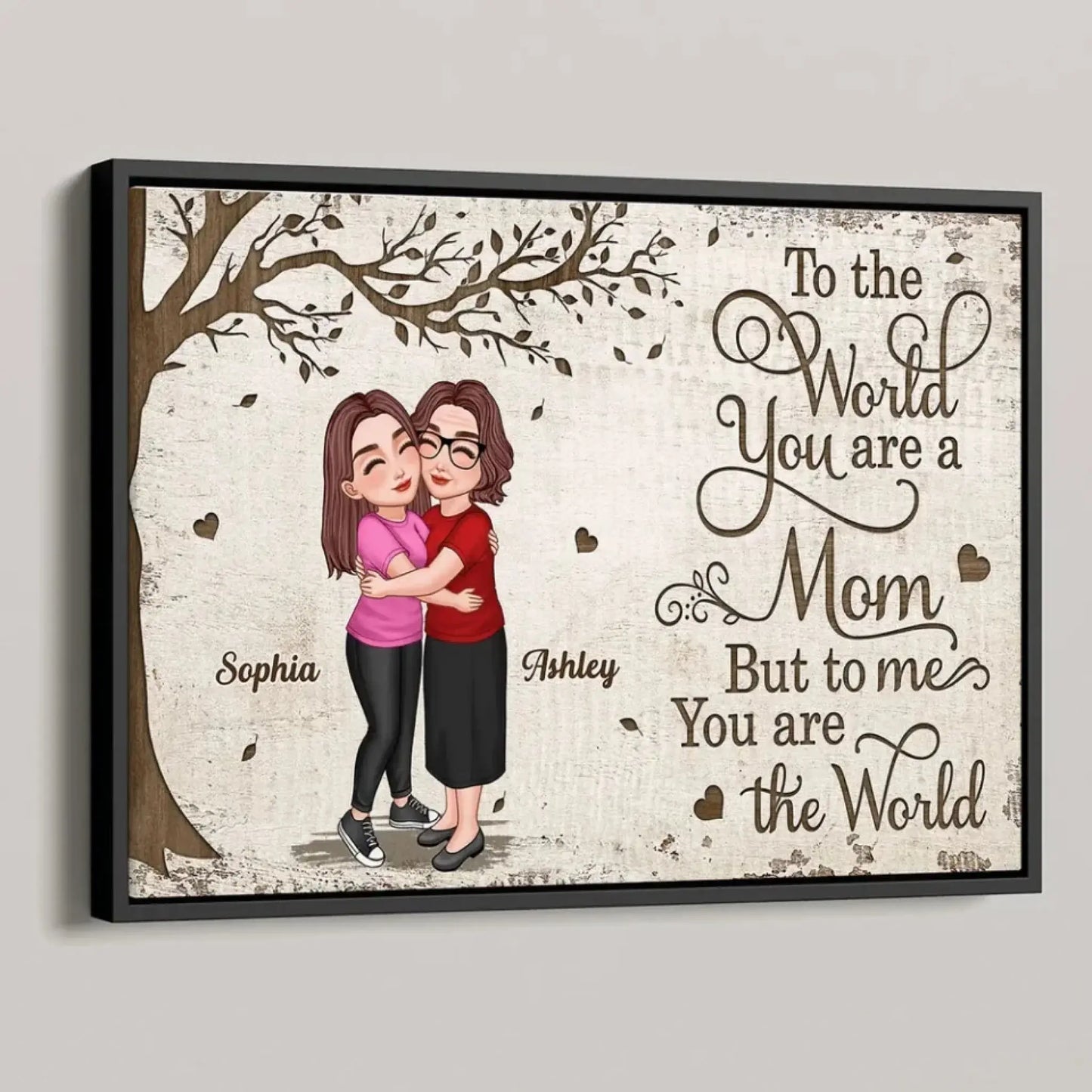 Mother and Daughter Holding Hands Under Tree – Personalized Poster/Canvas – Heartfelt Gift for Mom on Mother’s Day or Birthday Ezcustomize