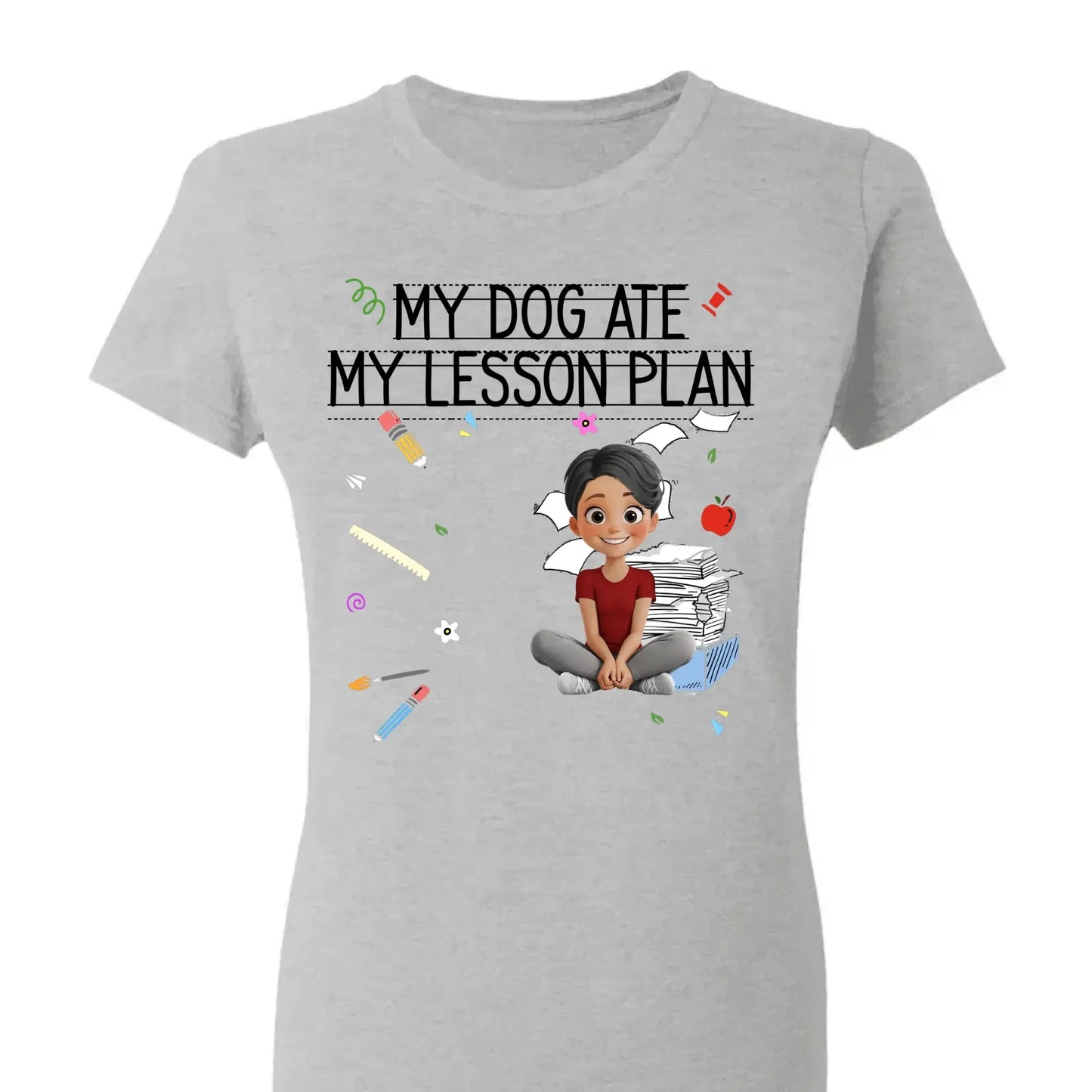 My Dog Ate My Lesson Plan – Personalized Shirt – Funny Custom Gift for Dog-Loving Teachers, Educators, School Staff & More Ezcustomize