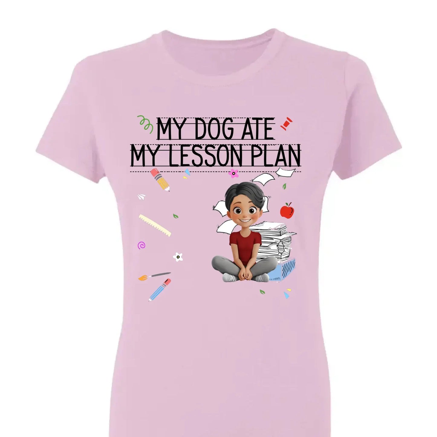 My Dog Ate My Lesson Plan – Personalized Shirt – Funny Custom Gift for Dog-Loving Teachers, Educators, School Staff & More Ezcustomize