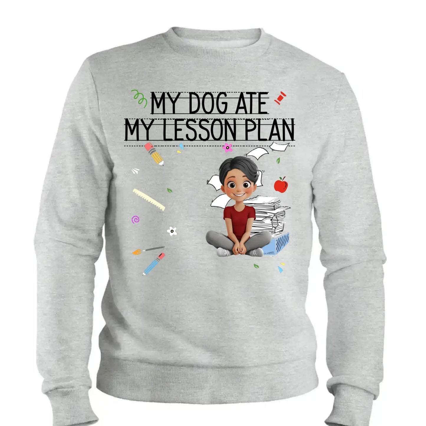 My Dog Ate My Lesson Plan – Personalized Shirt – Funny Custom Gift for Dog-Loving Teachers, Educators, School Staff & More Ezcustomize