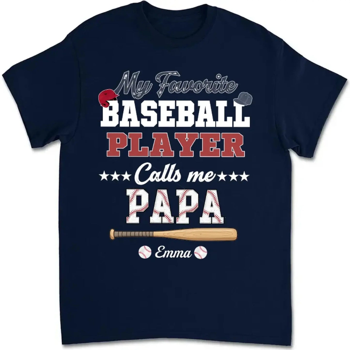 My Favorite Baseball Player Calls Me Papa – Personalized Grandpa Shirt – Custom Father’s Day Gift with Grandkids’ Names Ezcustomize