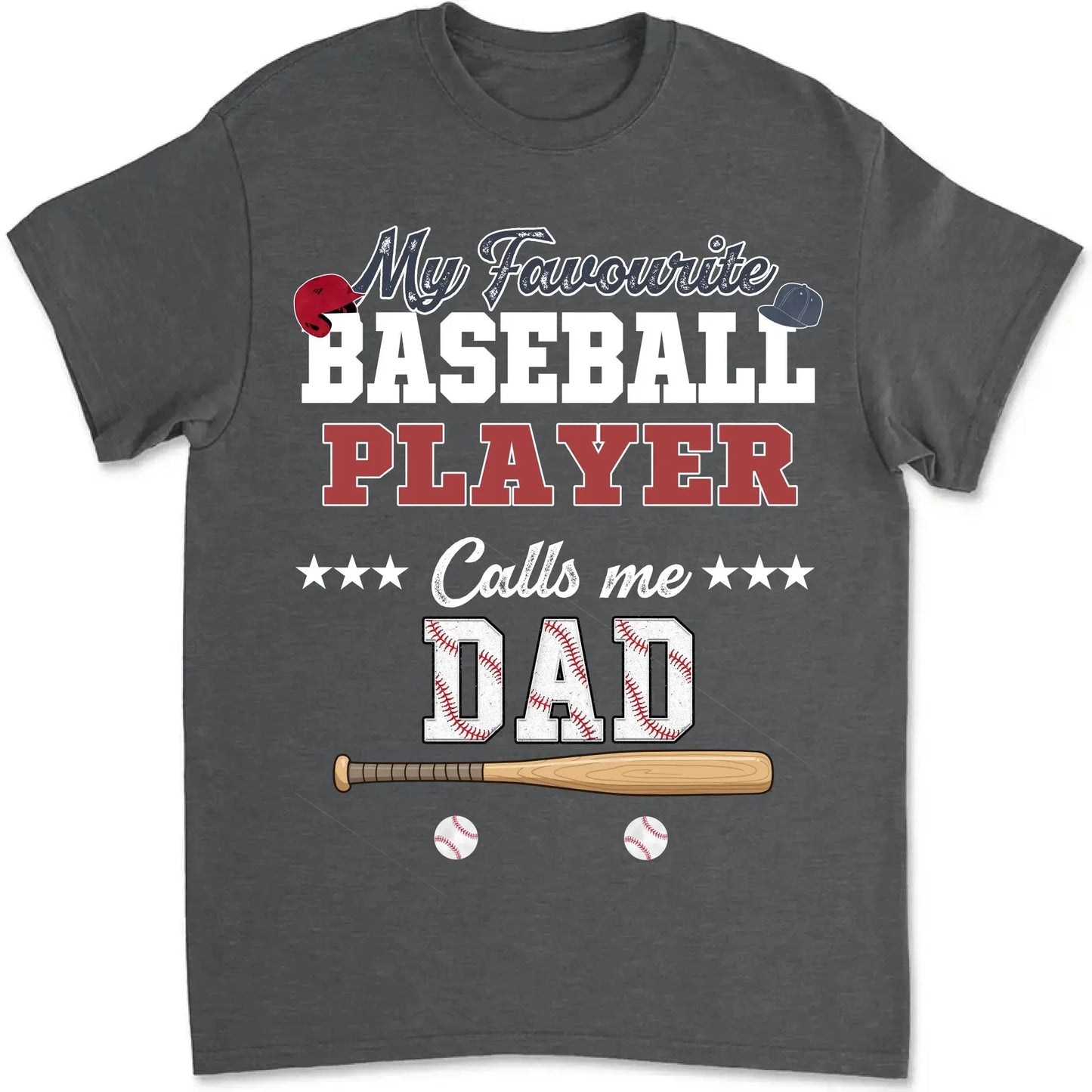 My Favorite Baseball Player Calls Me Papa – Personalized Grandpa Shirt – Custom Father’s Day Gift with Grandkids’ Names Ezcustomize