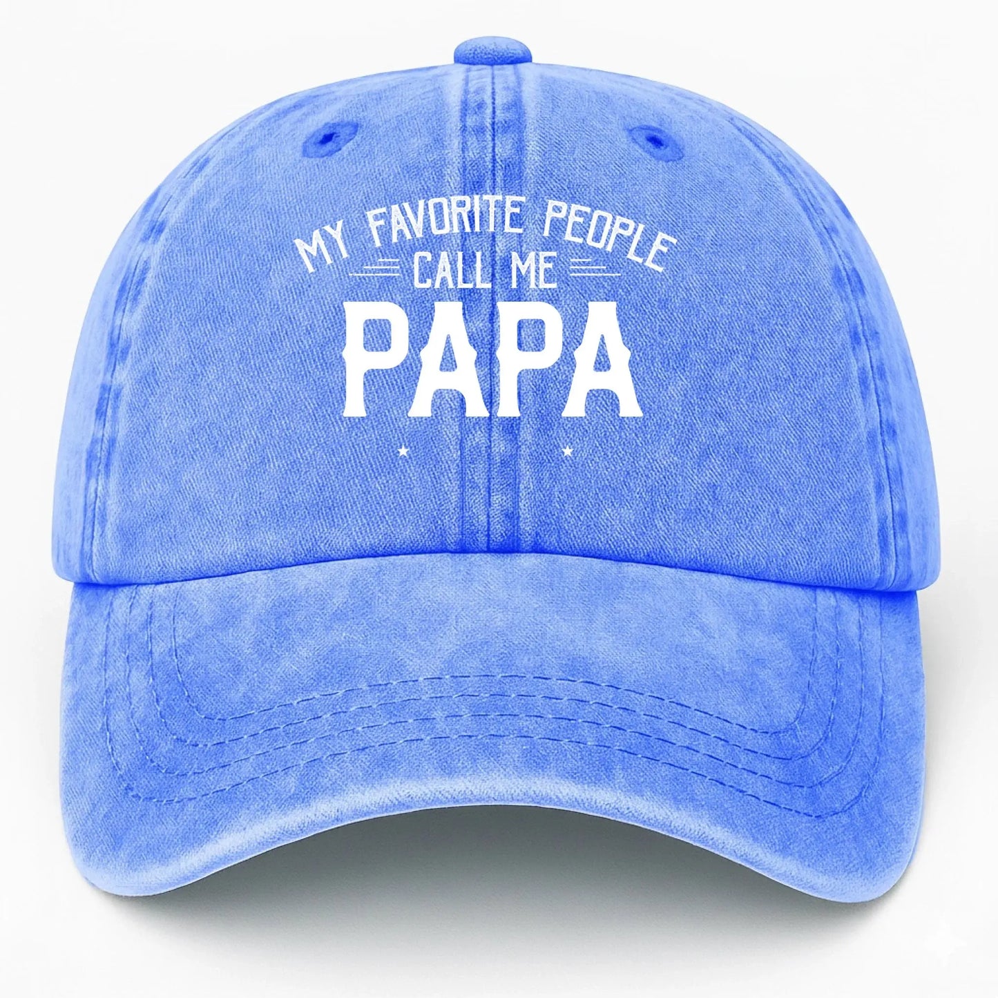My Favorite People Call Me Papa Hat - Personalized Washed Denim Cap with Kids’ Names – Gifts for Dad or Grandpa Ezcustomize