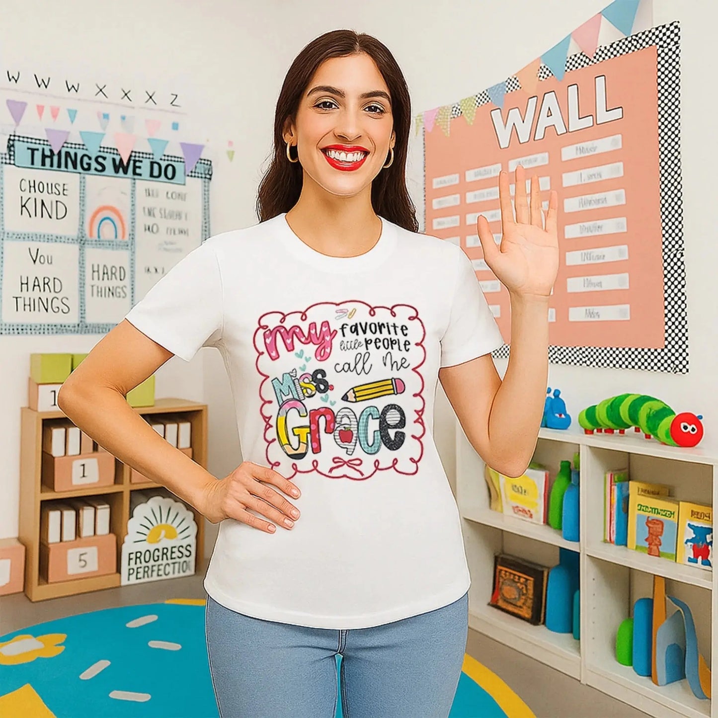 My Favorite People Call Me Teacher – Personalized Teacher T-Shirt – Cute Custom Back to School Shirt Ezcustomize