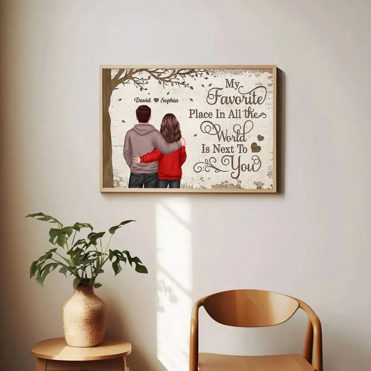 My Favorite Place Is Next To You – Personalized Couple Back View Poster/Canvas – Custom Romantic Gift with Names for Him or Her Ezcustomize