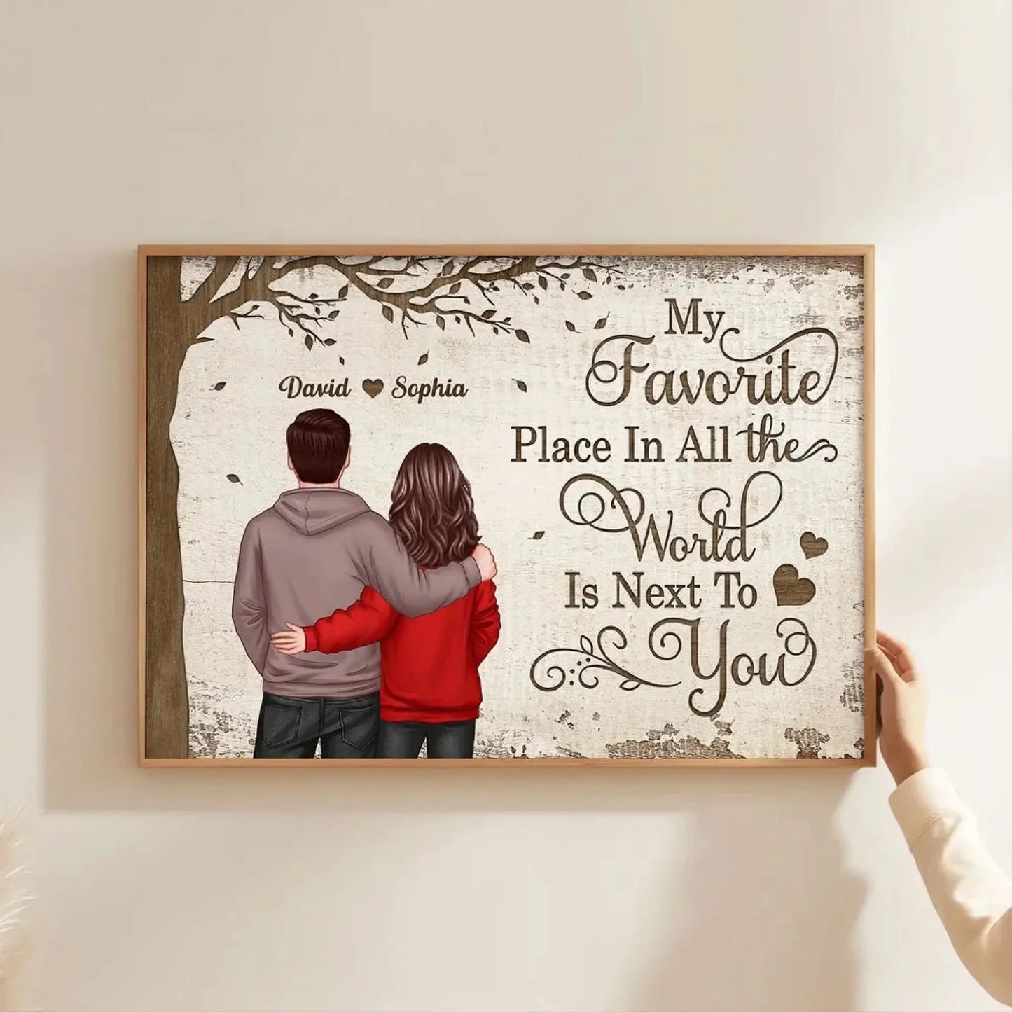 My Favorite Place Is Next To You – Personalized Couple Back View Poster/Canvas – Custom Romantic Gift with Names for Him or Her Ezcustomize