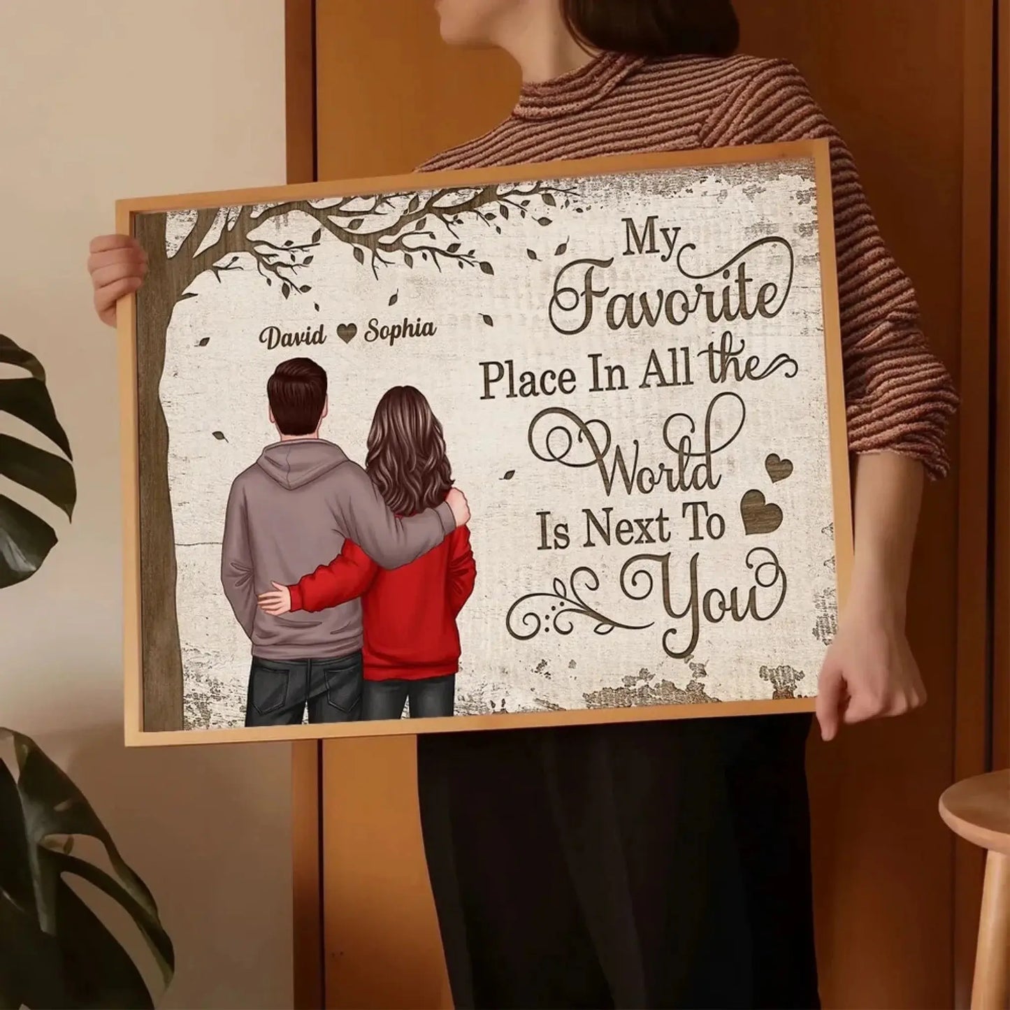 My Favorite Place Is Next To You – Personalized Couple Back View Poster/Canvas – Custom Romantic Gift with Names for Him or Her Ezcustomize