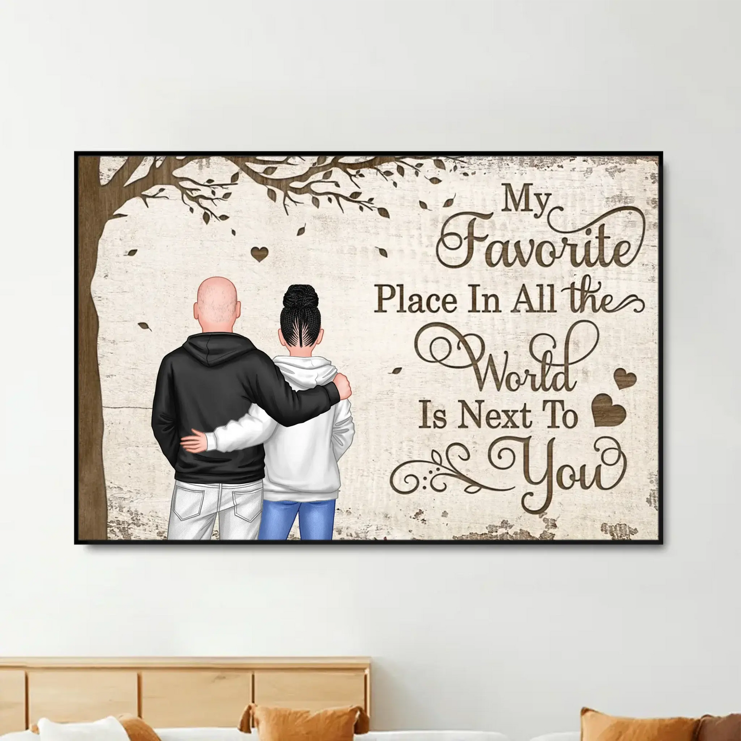 My Favorite Place Is Next To You – Personalized Couple Back View Poster/Canvas – Custom Romantic Gift with Names for Him or Her Ezcustomize