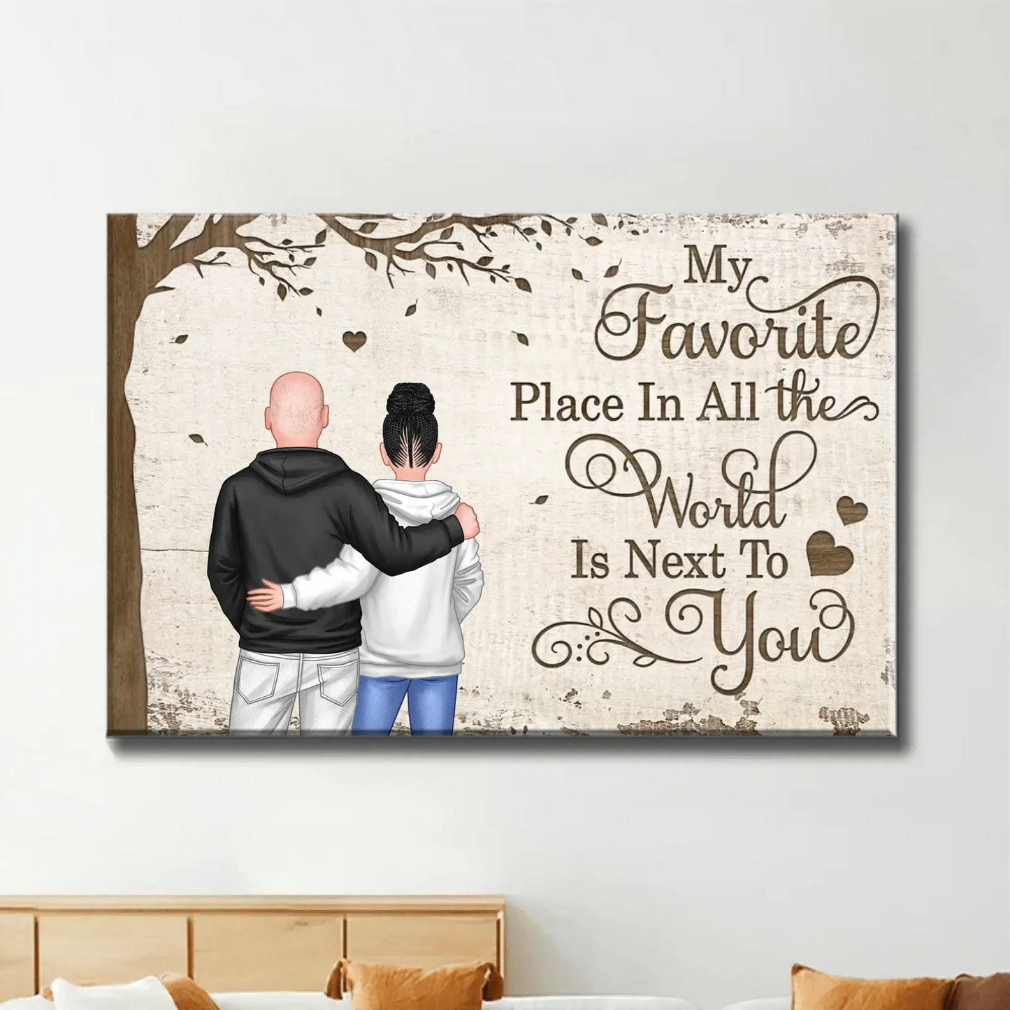 My Favorite Place Is Next To You – Personalized Couple Back View Poster/Canvas – Custom Romantic Gift with Names for Him or Her Ezcustomize