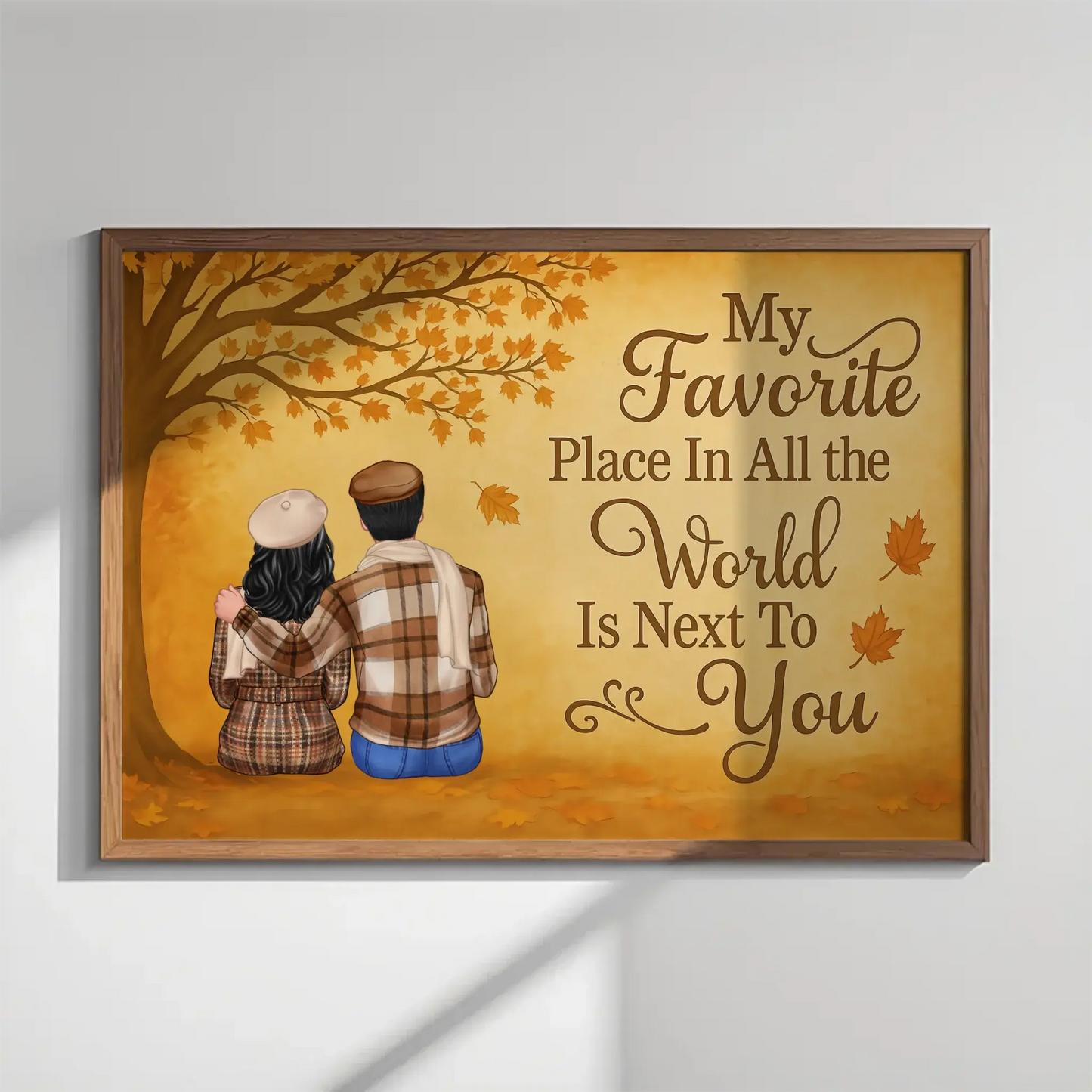 My Favorite Place Is Next To You – Personalized Fall Couple Poster/Canvas – Romantic Autumn Gift for Him or Her Ezcustomize