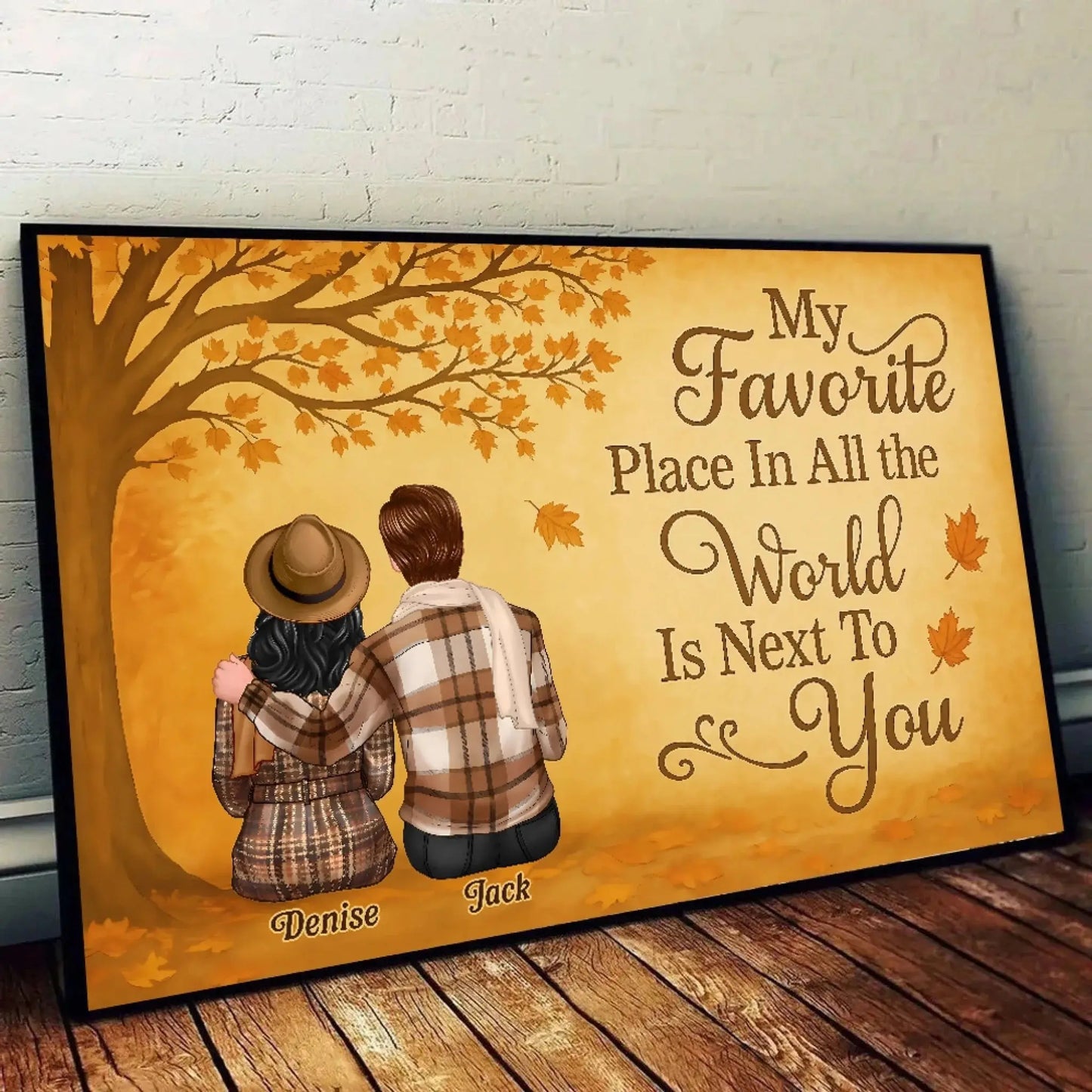 My Favorite Place Is Next To You – Personalized Fall Couple Poster/Canvas – Romantic Autumn Gift for Him or Her Ezcustomize