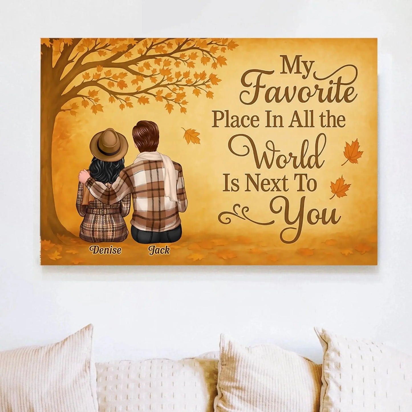 My Favorite Place Is Next To You – Personalized Fall Couple Poster/Canvas – Romantic Autumn Gift for Him or Her Ezcustomize