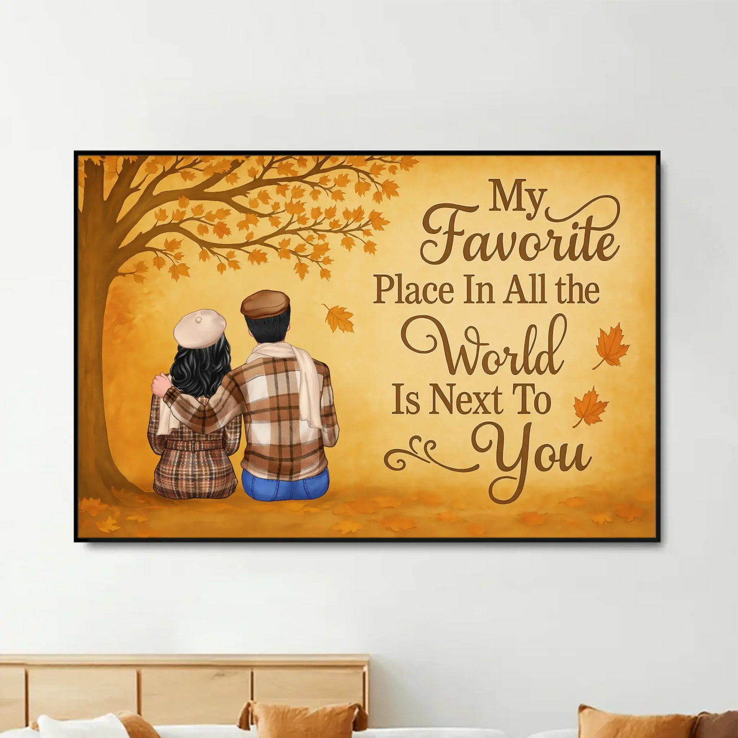 My Favorite Place Is Next To You – Personalized Fall Couple Poster/Canvas – Romantic Autumn Gift for Him or Her Ezcustomize