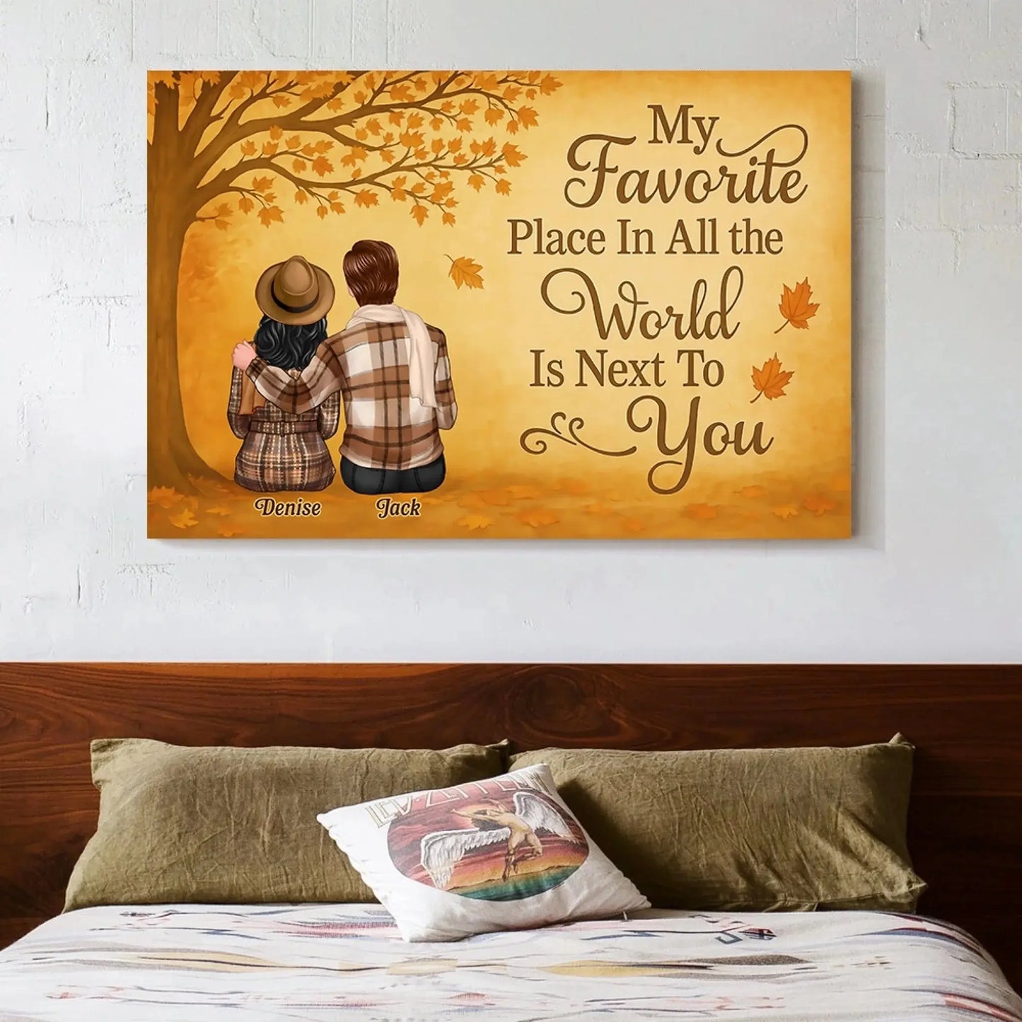 My Favorite Place Is Next To You – Personalized Fall Couple Poster/Canvas – Romantic Autumn Gift for Him or Her Ezcustomize