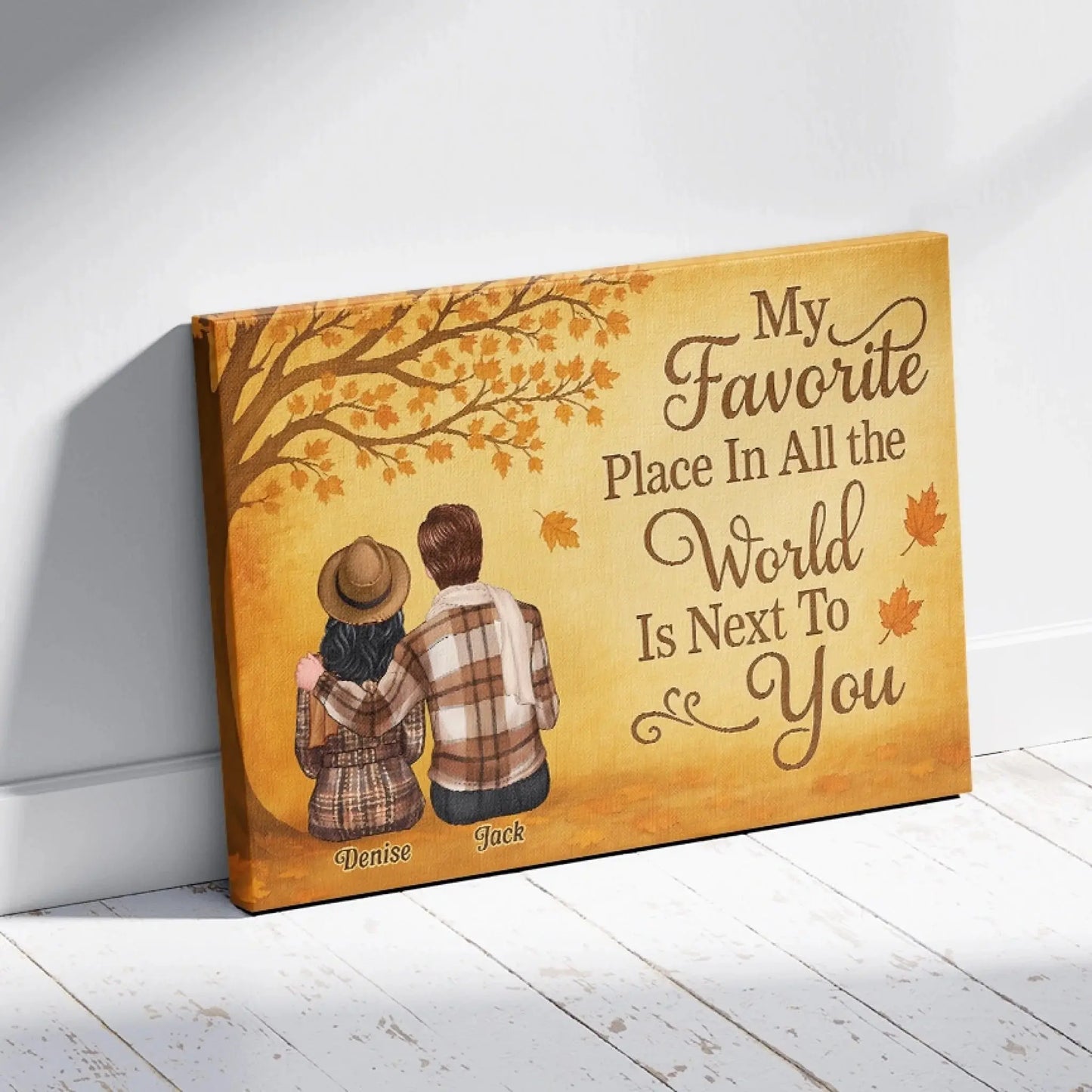 My Favorite Place Is Next To You – Personalized Fall Couple Poster/Canvas – Romantic Autumn Gift for Him or Her Ezcustomize