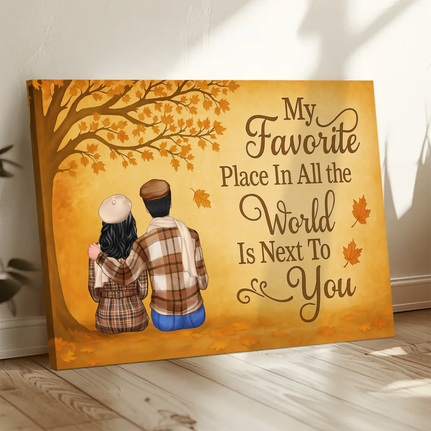 My Favorite Place Is Next To You – Personalized Fall Couple Poster/Canvas – Romantic Autumn Gift for Him or Her Ezcustomize